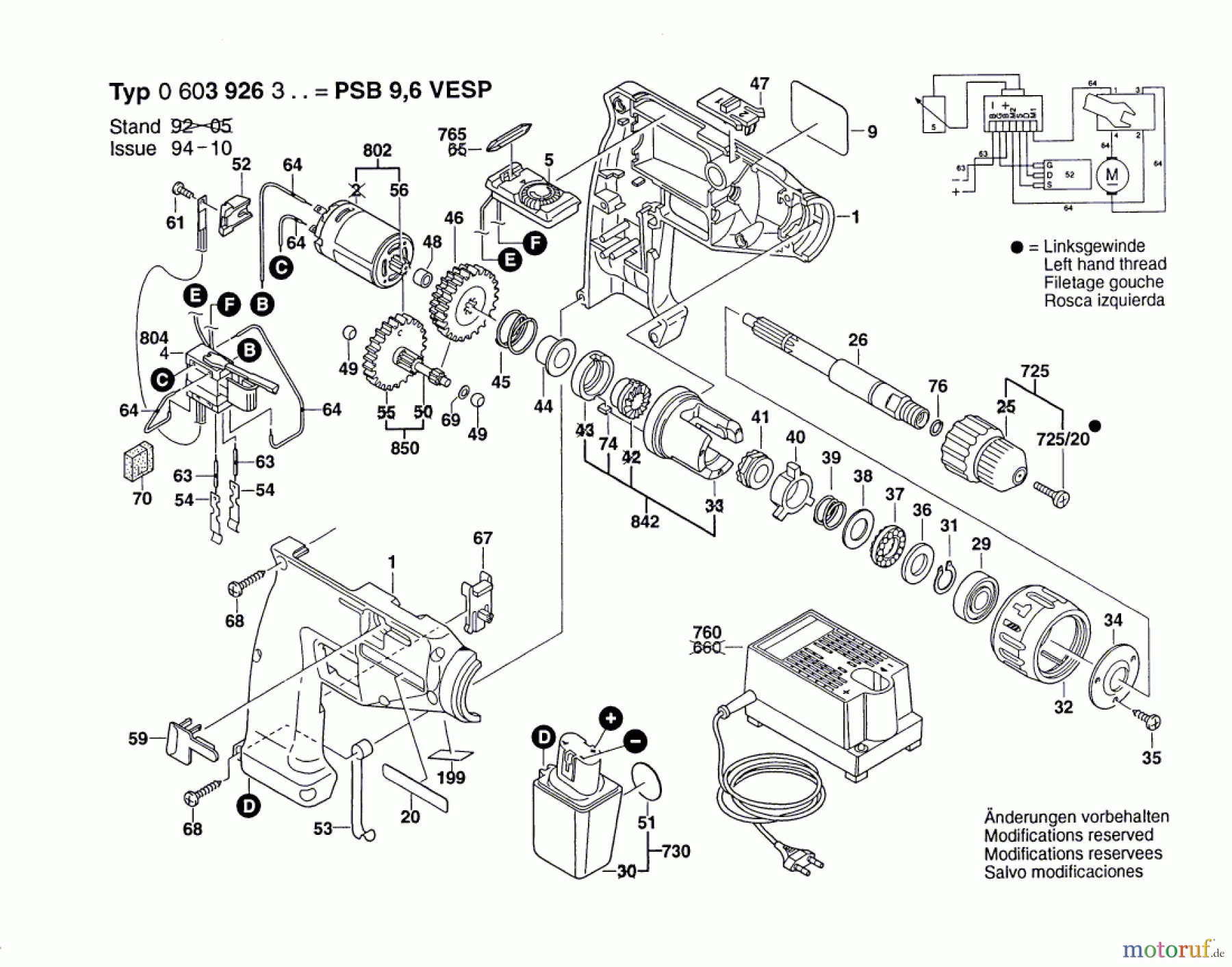 Bosch Akku Werkzeug Hw-Akkuschlagbohrmaschine PSB 9,6 VESP Seite 1