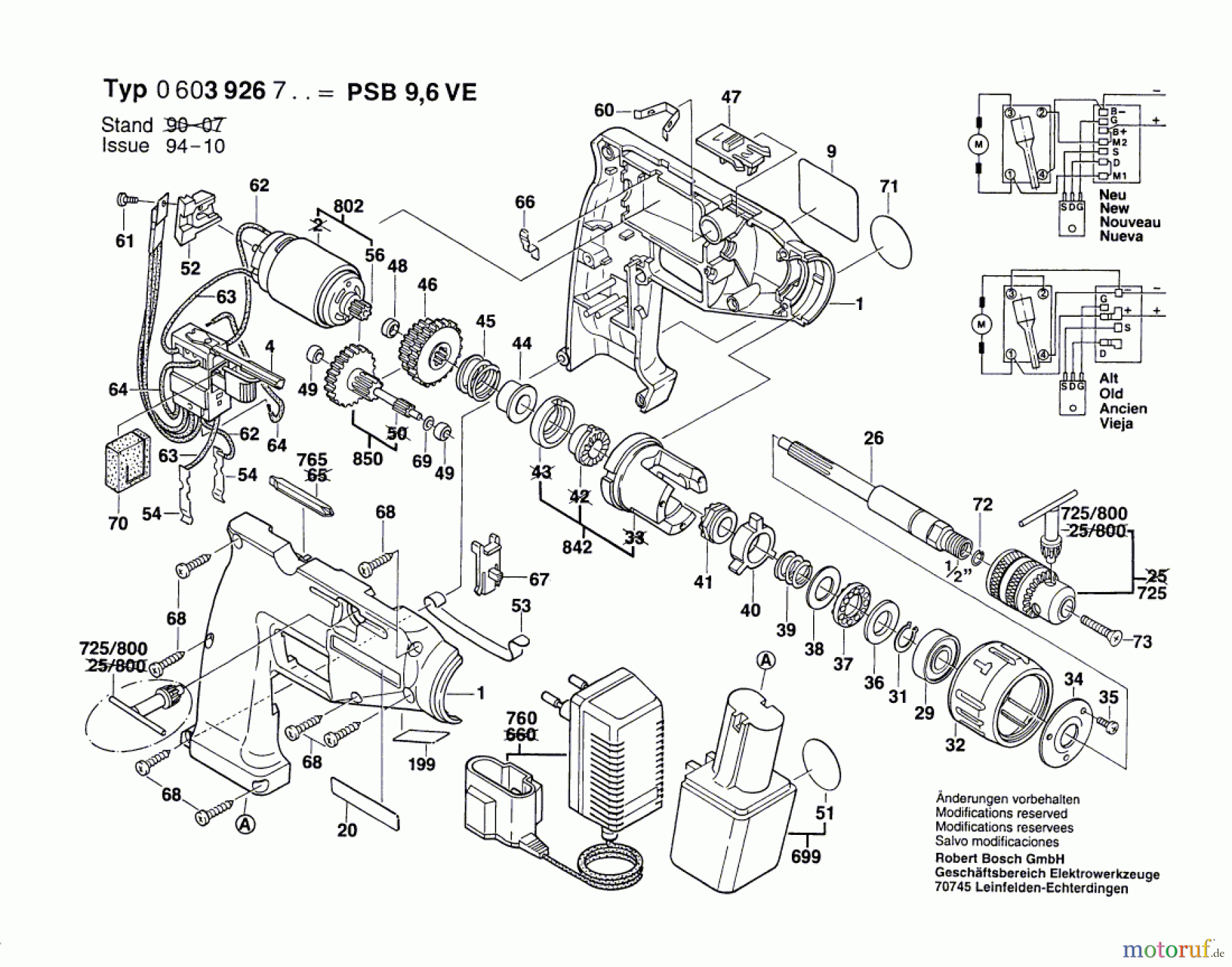 Bosch Akku Werkzeug Hw-Akkuschlagbohrmaschine PSB 9,6 VE Seite 1