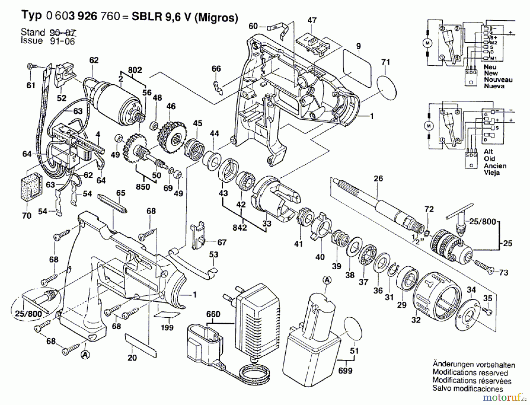 Bosch Akku Werkzeug Hw-Akkuschlagbohrmaschine SBLR 9,6 V Seite 1