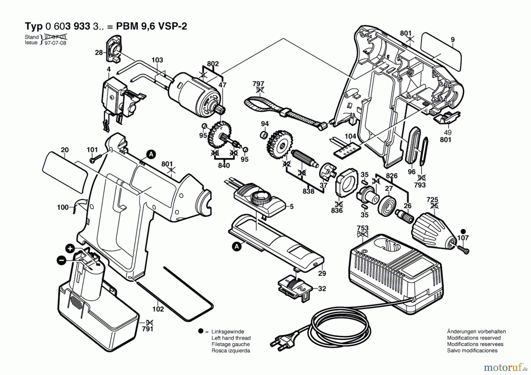 Bosch Akku Werkzeug Akku-Bohrmaschine PBM 9,6 VSP-2 Seite 1