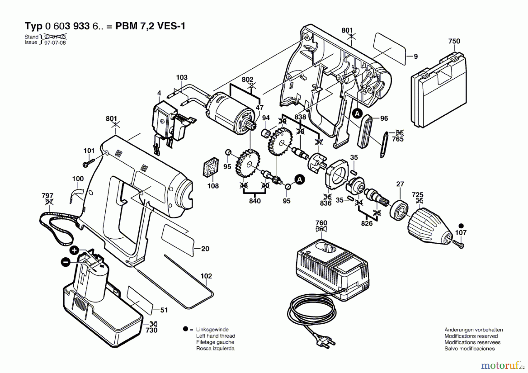 Bosch Akku Werkzeug Akku-Bohrmaschine PBM 7,2 VES-1 Seite 1