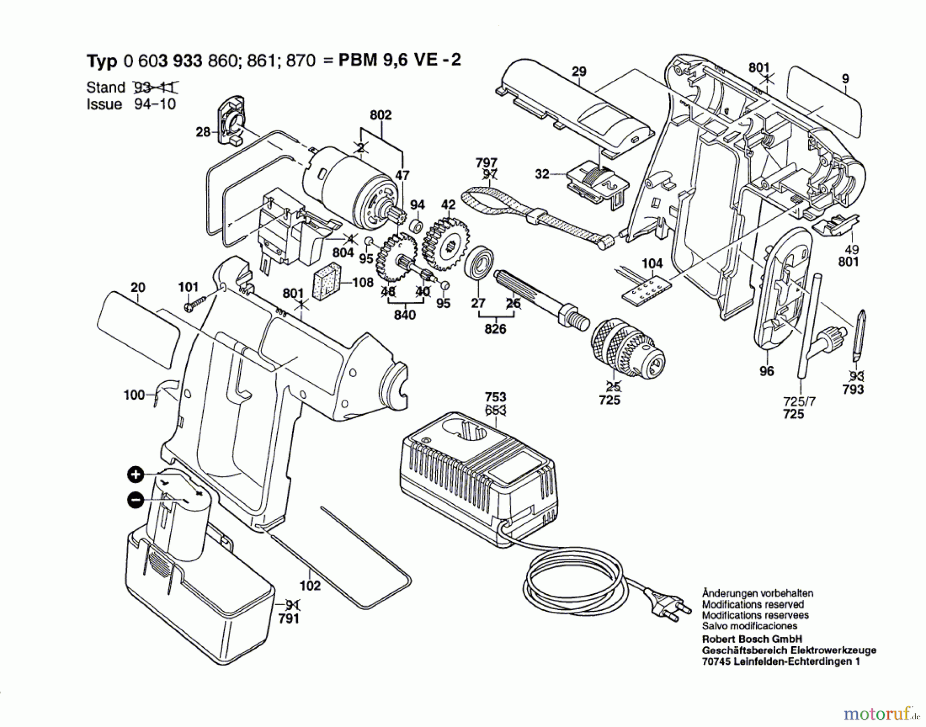 Bosch Akku Werkzeug Hw-Akku-Bohrmaschine PBM 9,6 VE-2 Seite 1