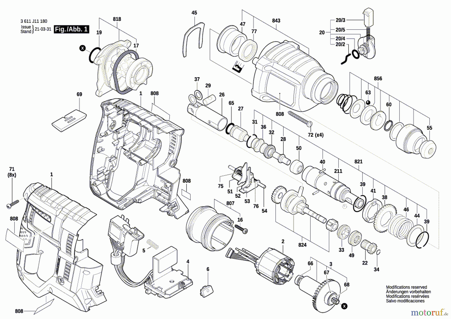 Bosch Akku Werkzeug Akku-Bohrhammer GBH 18V-21 Seite 1