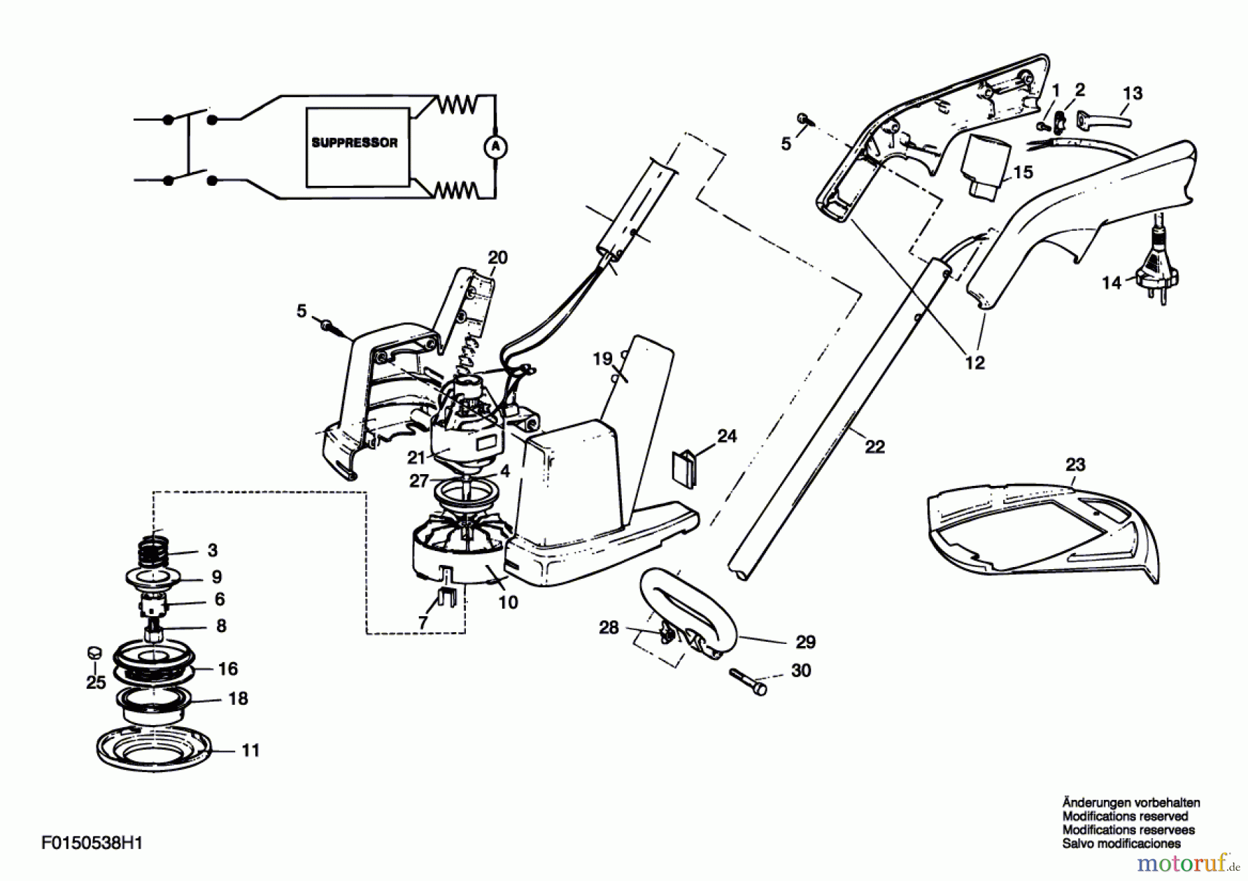  Bosch Gartengeräte Rasentrimmer 538H1 Seite 1