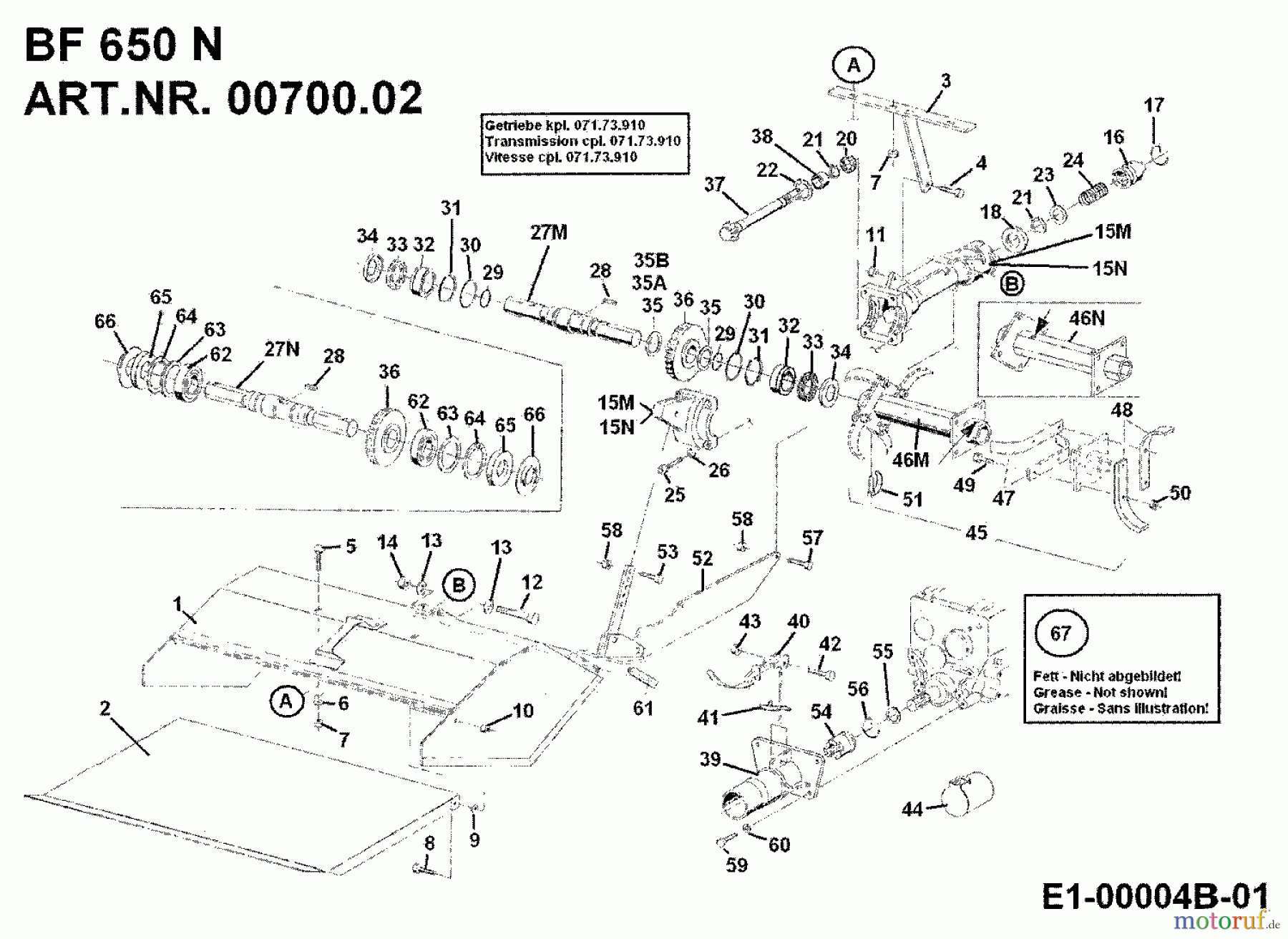 MTD Zubehör Zubehör Einachser Bodenfräse BF 650 N für 550-750 00700.02 (1992) Grundgerät