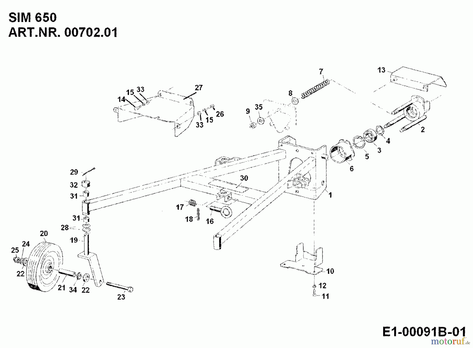  MTD Zubehör Zubehör Einachser Sichelmähwerk SIM 650 für 550-750 00702.01  (1989) Gestell, Räder