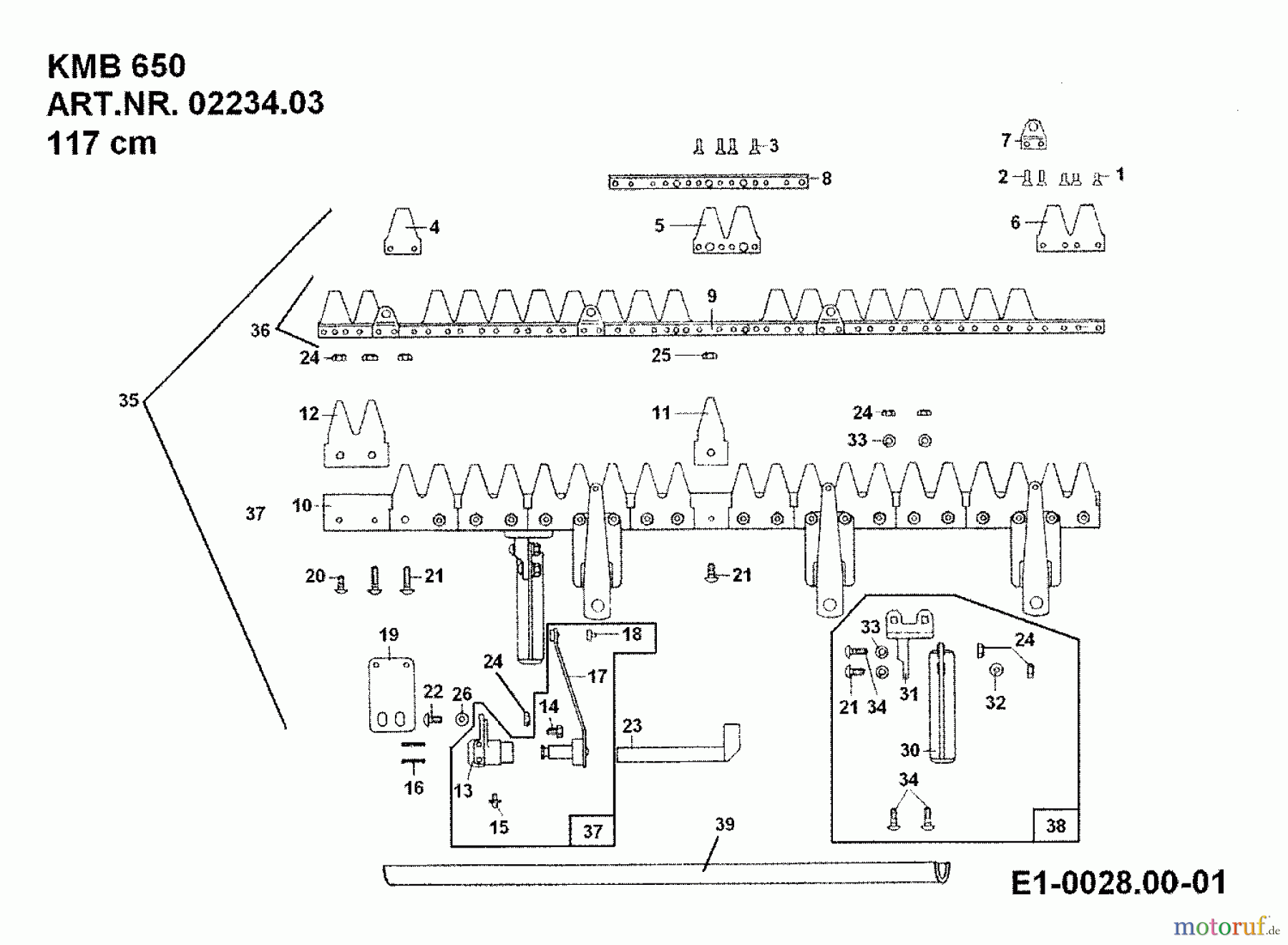  MTD Zubehör Zubehör Einachser Kommunalmähbalken KMB 650 117 cm für 550-750 02234.03  (1989) Mähbalken