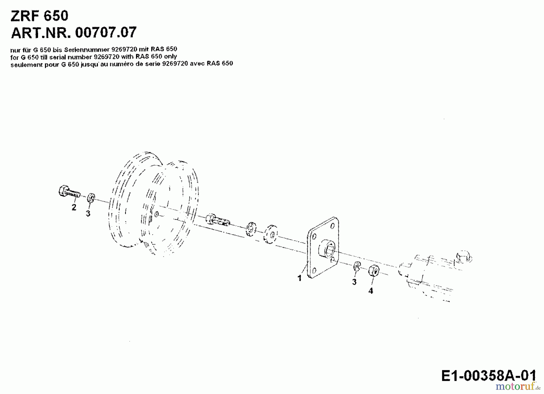MTD Zubehör Zubehör Einachser Zusatzradflansch ZRF 650 für 650 00707.07 (1992) Räder