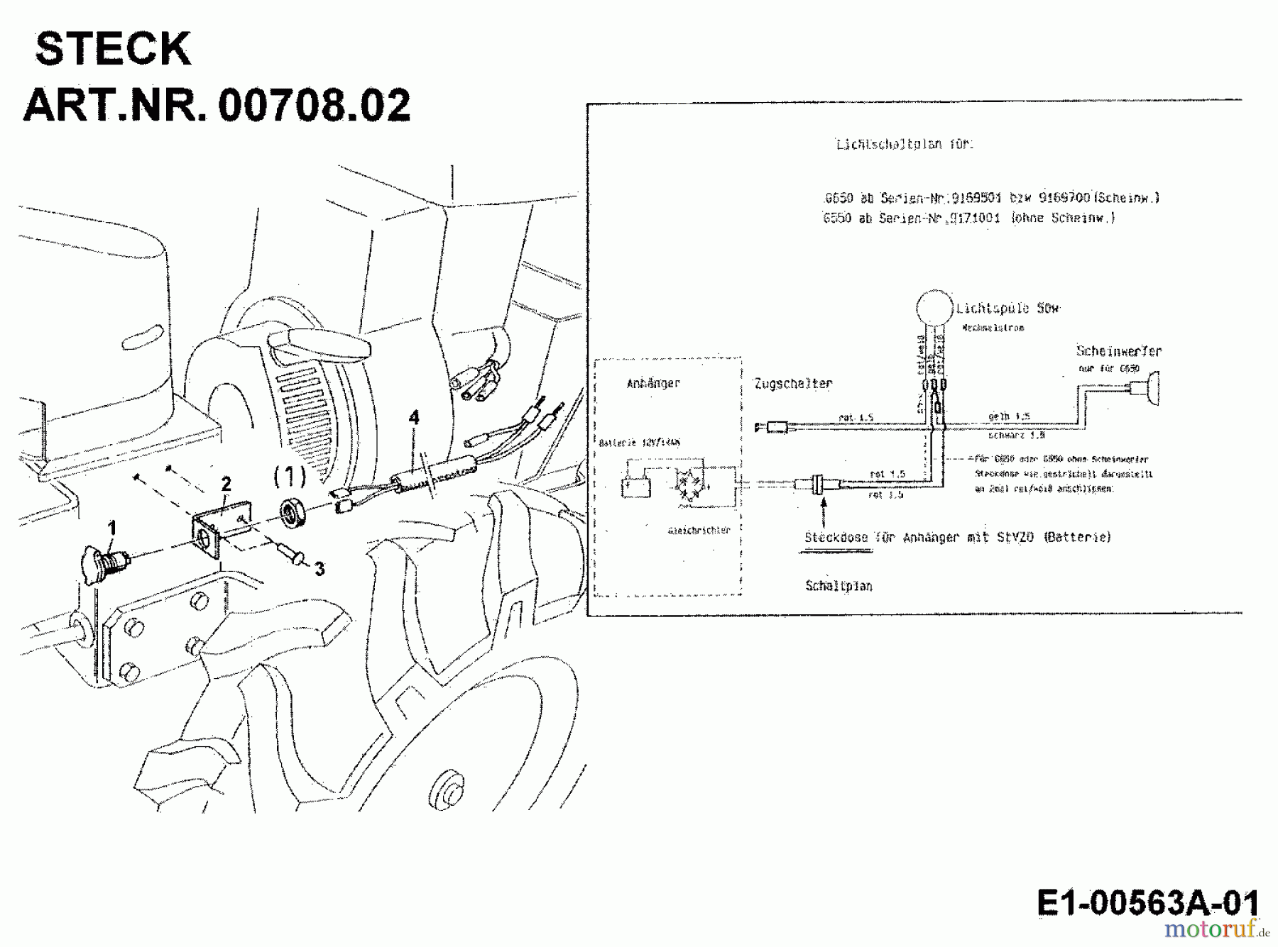 MTD Zubehör Zubehör Einachser Steckdose STECK für 550, 650 00708.02 (1993) Grundgerät