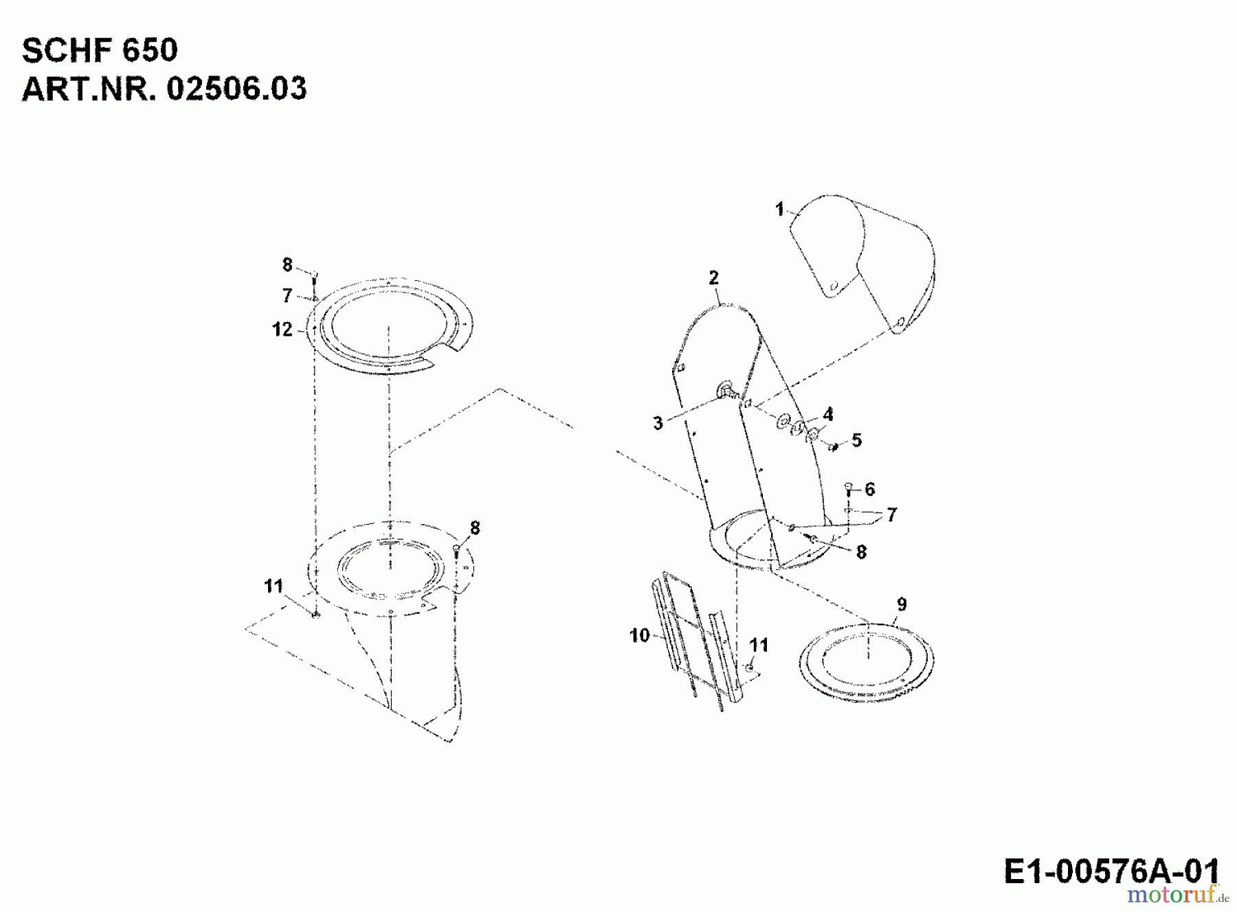 MTD Zubehör Zubehör Einachser Schneefräse SCHF 650 für 550-750 02506.03 (1995) Auswurfschacht
