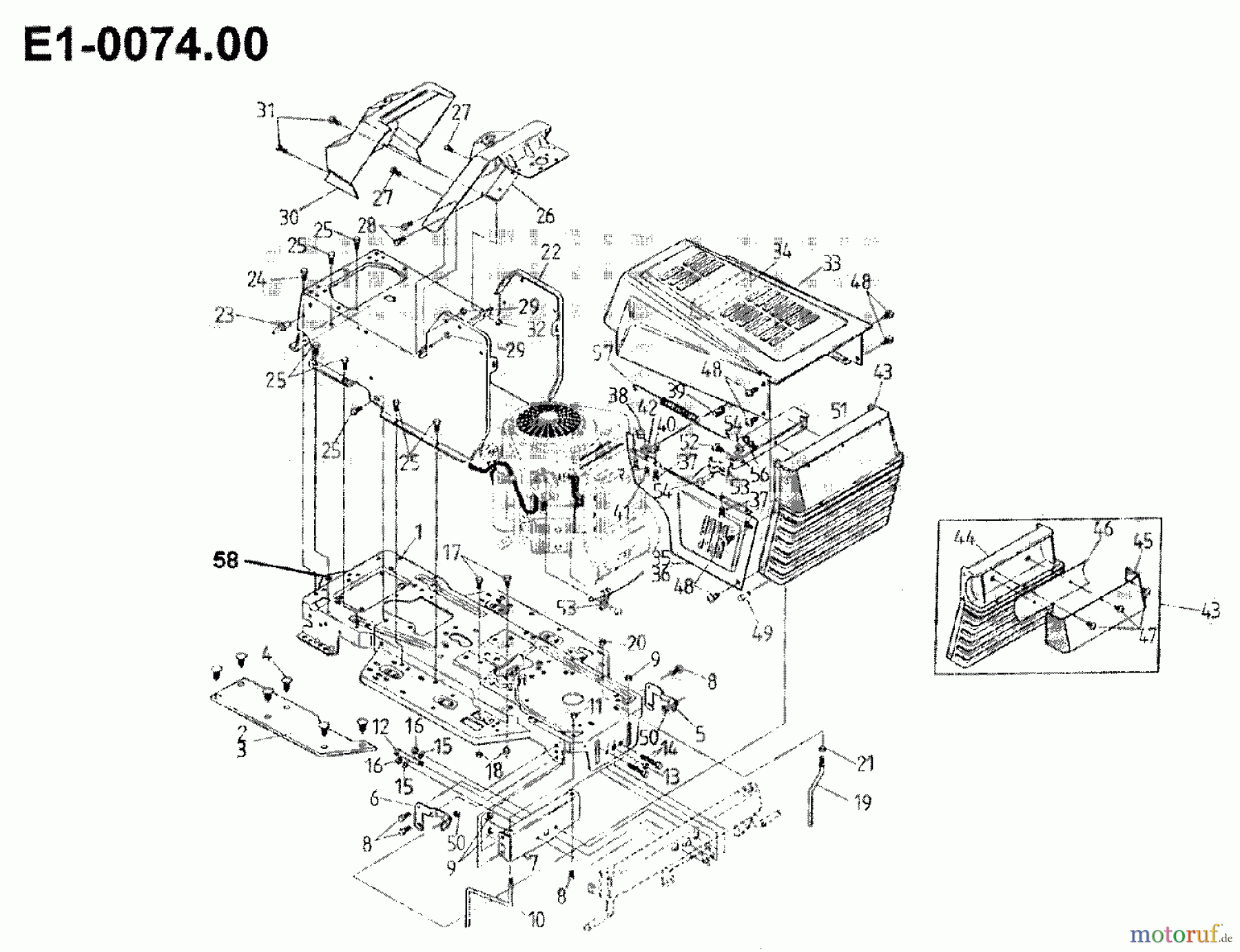 Gutbrod Rasentraktoren 1114 AWS 00097.01 (1992) Armaturenbrett, Motorhaube, Sitzwanne