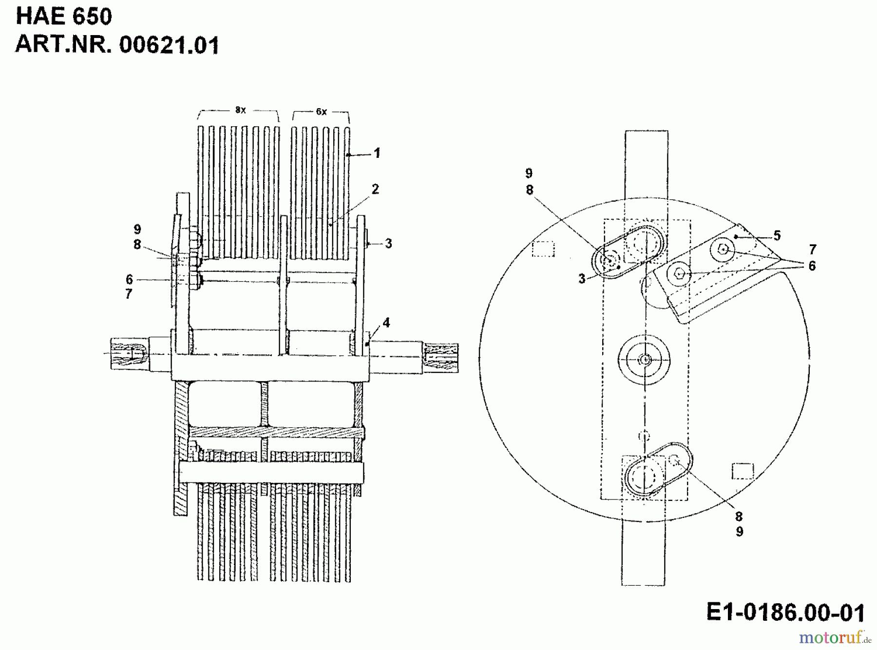 MTD Zubehör Zubehör Einachser Häcksler HAE 650 für 550-750 00621.01 (1992) Messerträger mit Messern