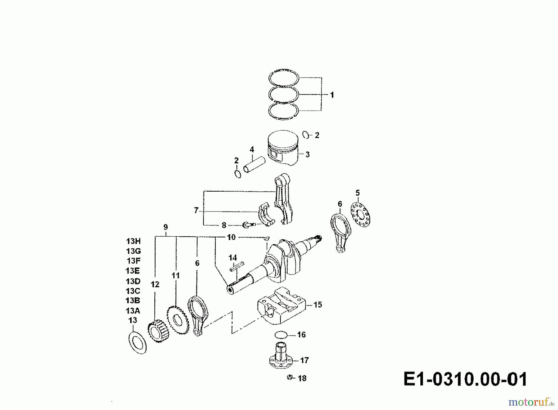 Gutbrod Einachser G 750 00026.05 (1995) Kolben, Kurbelwelle, Pleuel