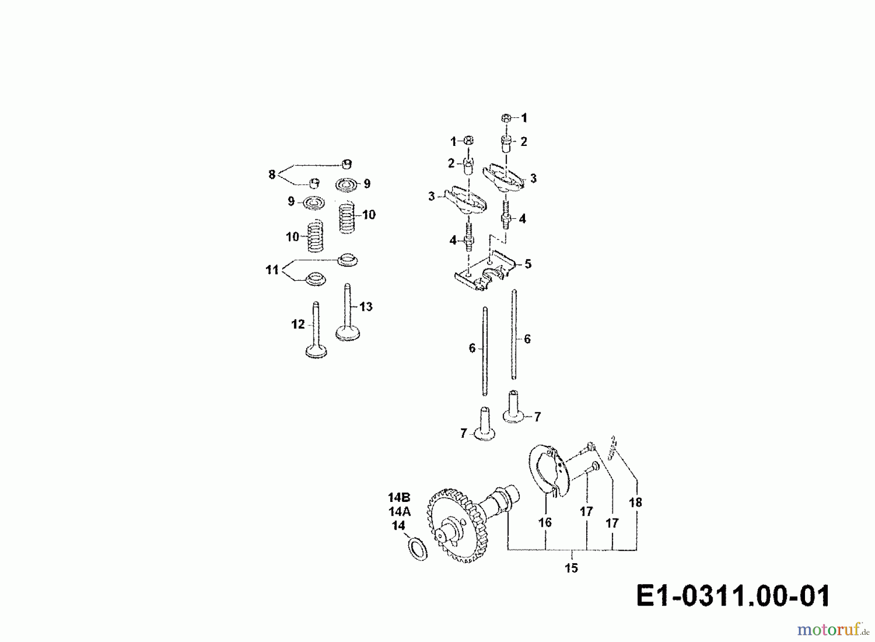 Gutbrod Einachser G 750 56A-750-604 (1998) Nockenwelle, Ventile