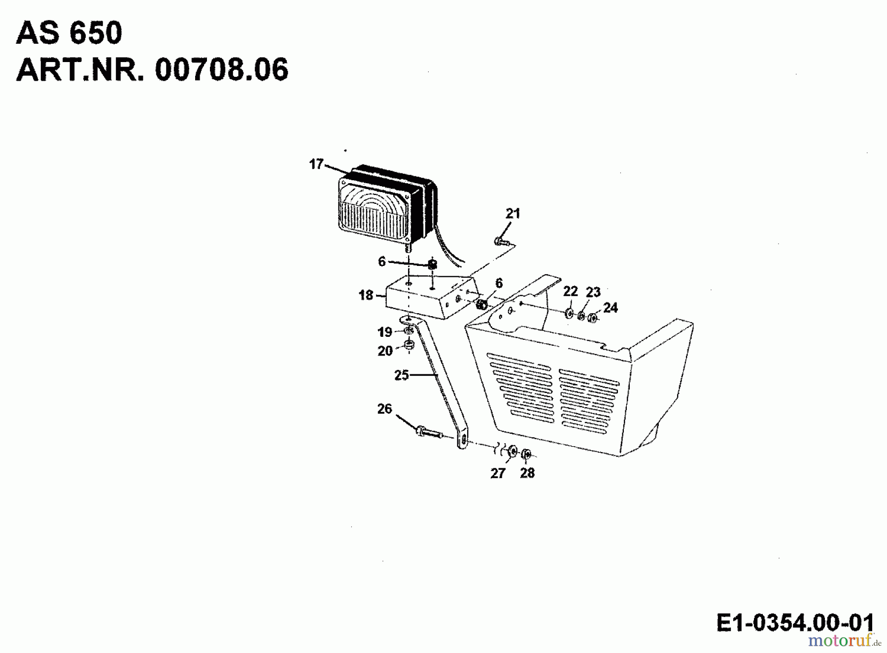 MTD Zubehör Zubehör Einachser Arbeitsscheinwerfer, Elektroschalter AS 650 für 550-750 00708.06 (1992) Grundgerät