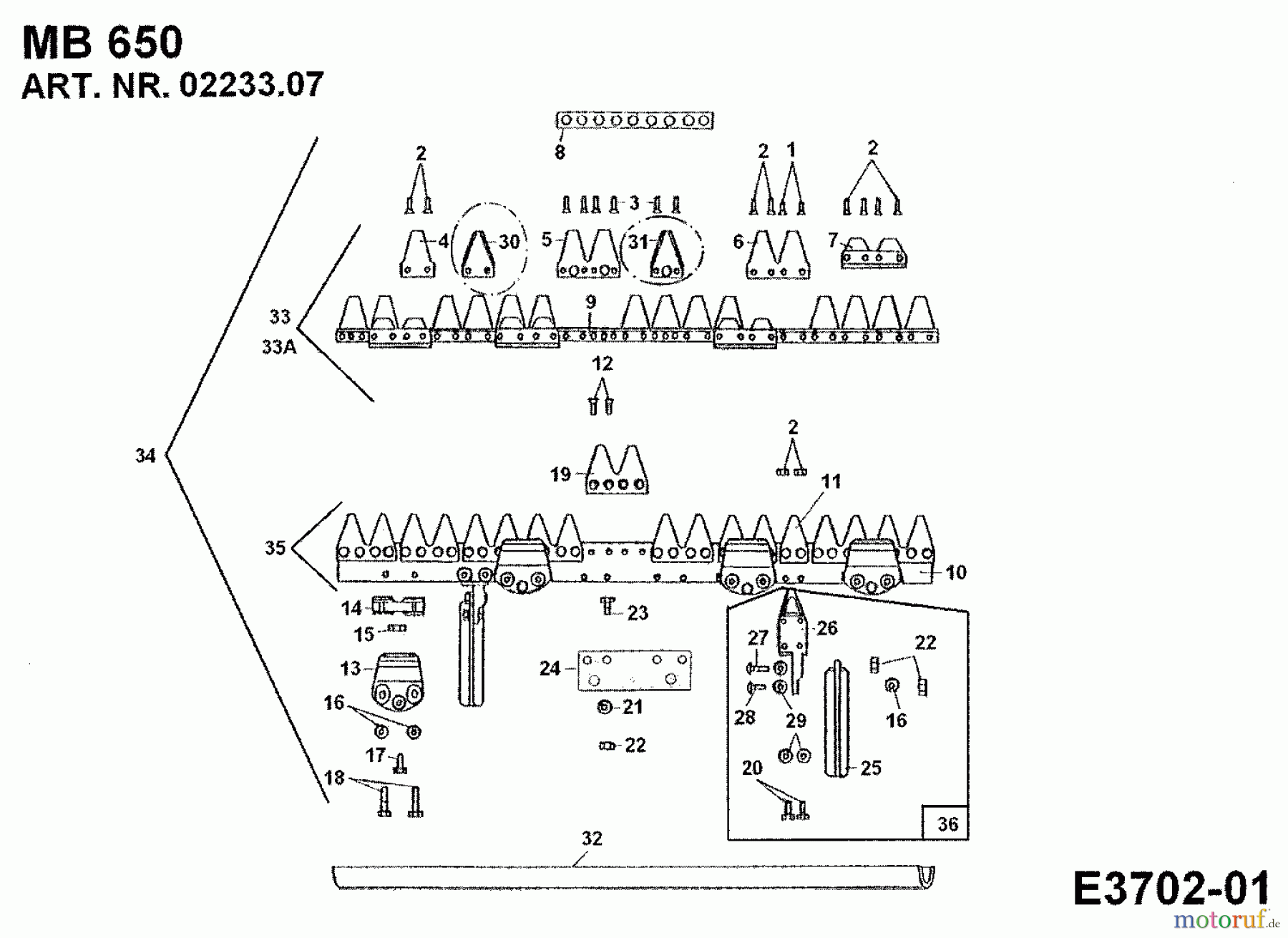 MTD Zubehör Zubehör Einachser Universalmähbalken MB 650 für 550-750 02233.07 (1989) Grundgerät