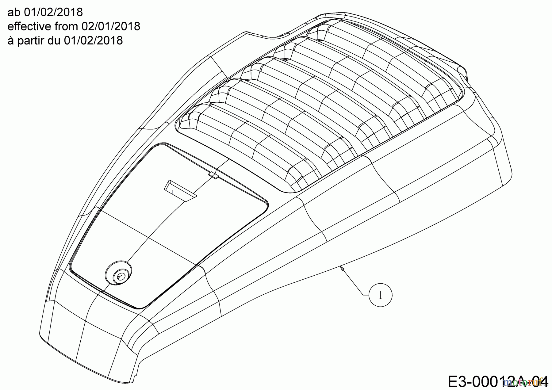 Cub Cadet Motormäher mit Antrieb LM2 DR46S 12BBTQKC603 (2018) Motorhaube ab 01/02/2018