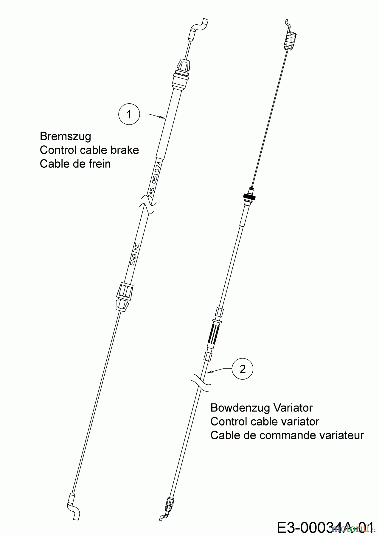  Cub Cadet Motormäher mit Antrieb XM2 DR46S 12ABYADQ603  (2018) Bowdenzug Variator, Bremszug