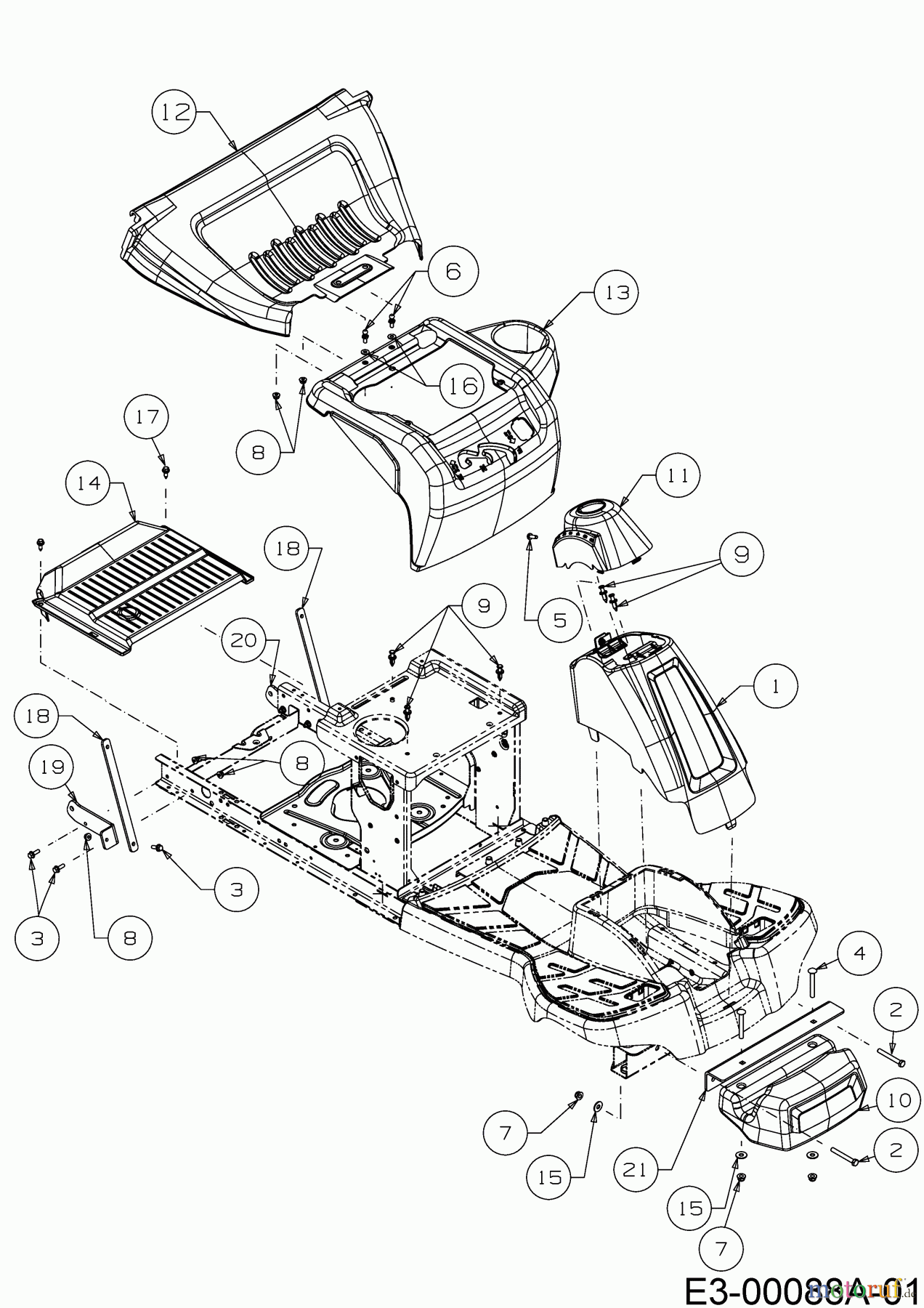 Wolf-Garten Rasentraktoren Scooter MF / RDE 60 M 13B326SC650F (2018) Frontgewicht, Verkleidungen