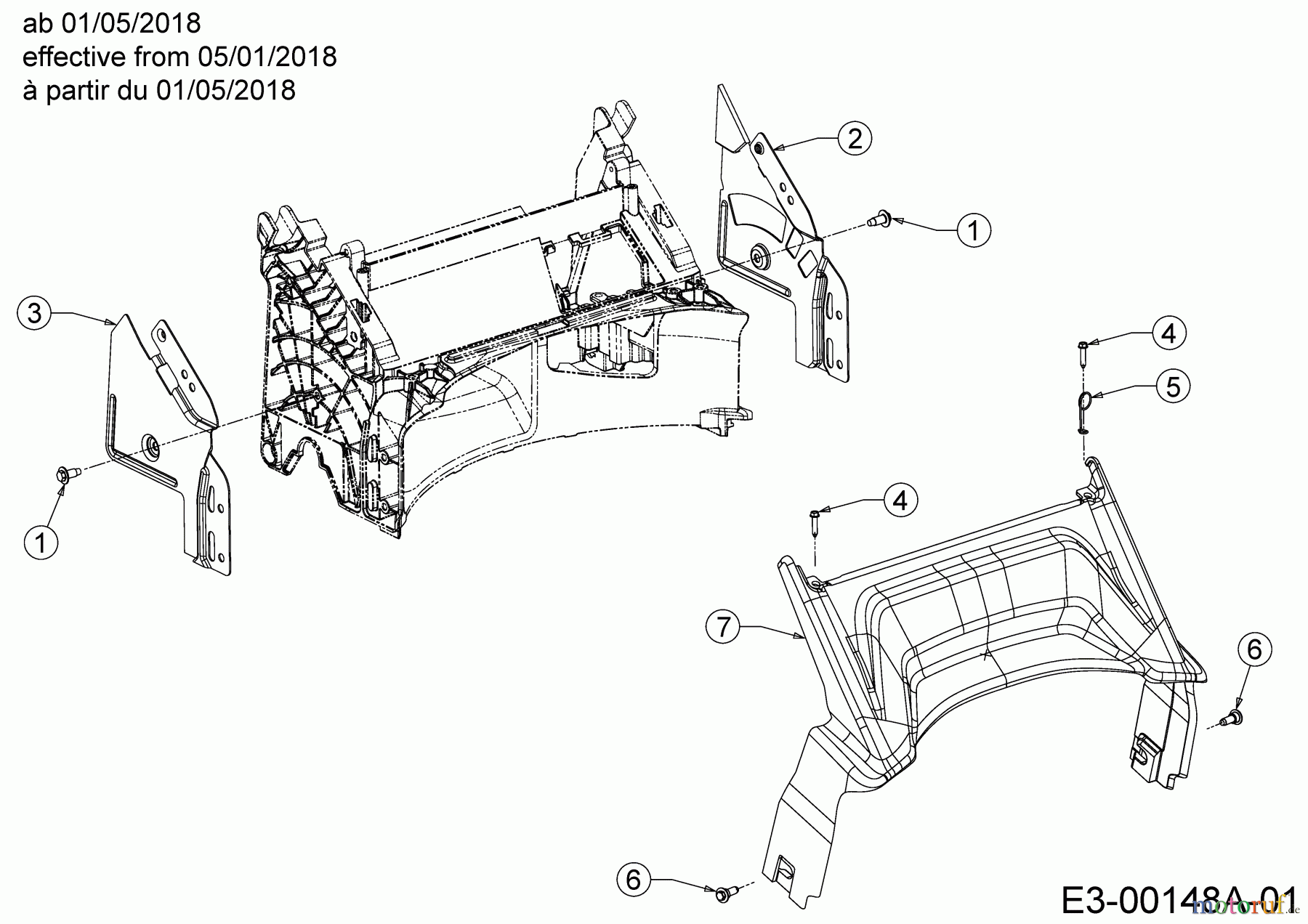 WOLF-Garten Expert Motormäher Expert 420 11B-LUSC650 (2018) Abdeckung hinten, Holmbraketten ab 01/05/2018