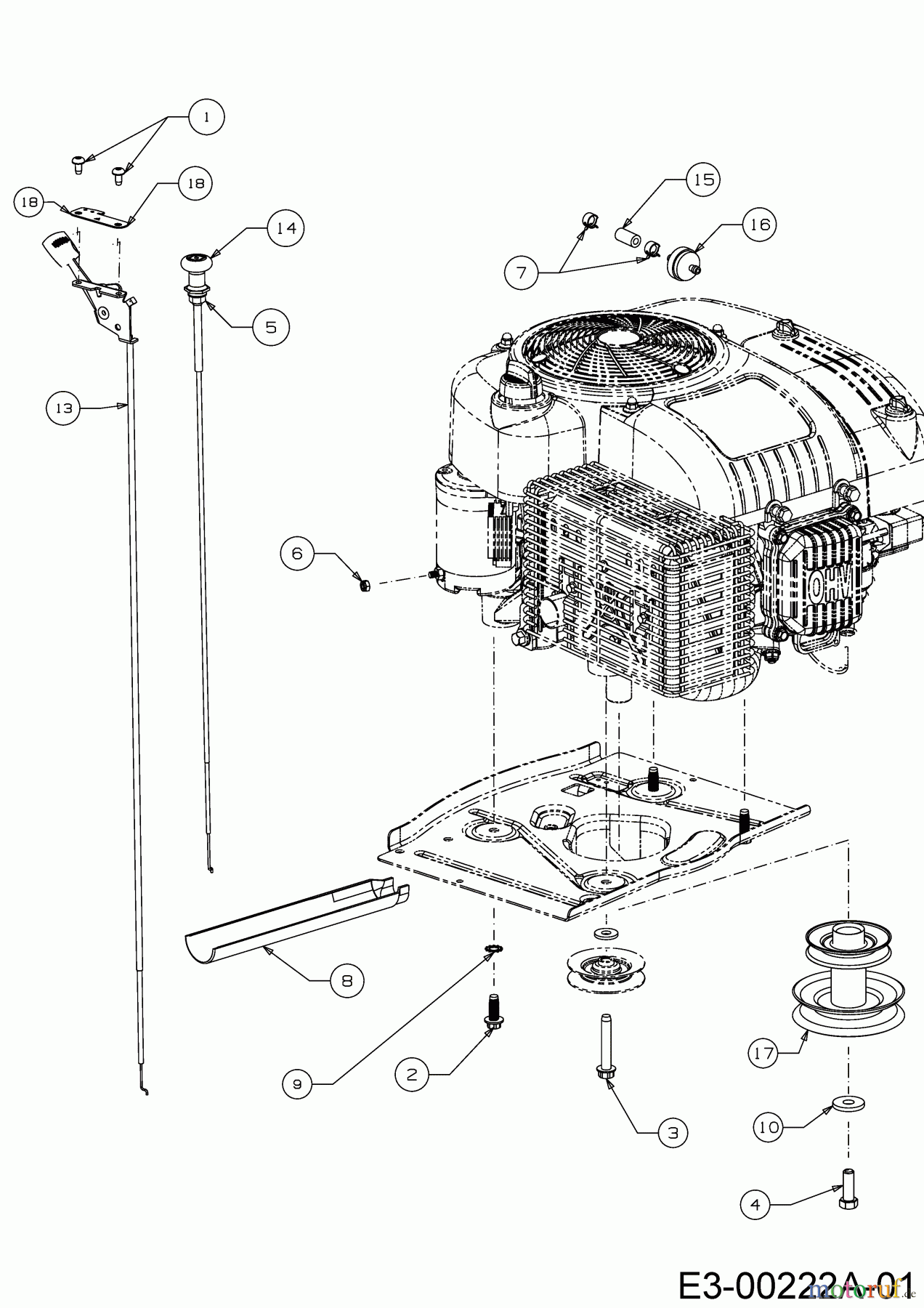 Cub Cadet Rasentraktoren LR2 NS76 13A221JD603 (2018) Choke- und Gaszug, Motorkeilriemenscheibe, Motorzubehör