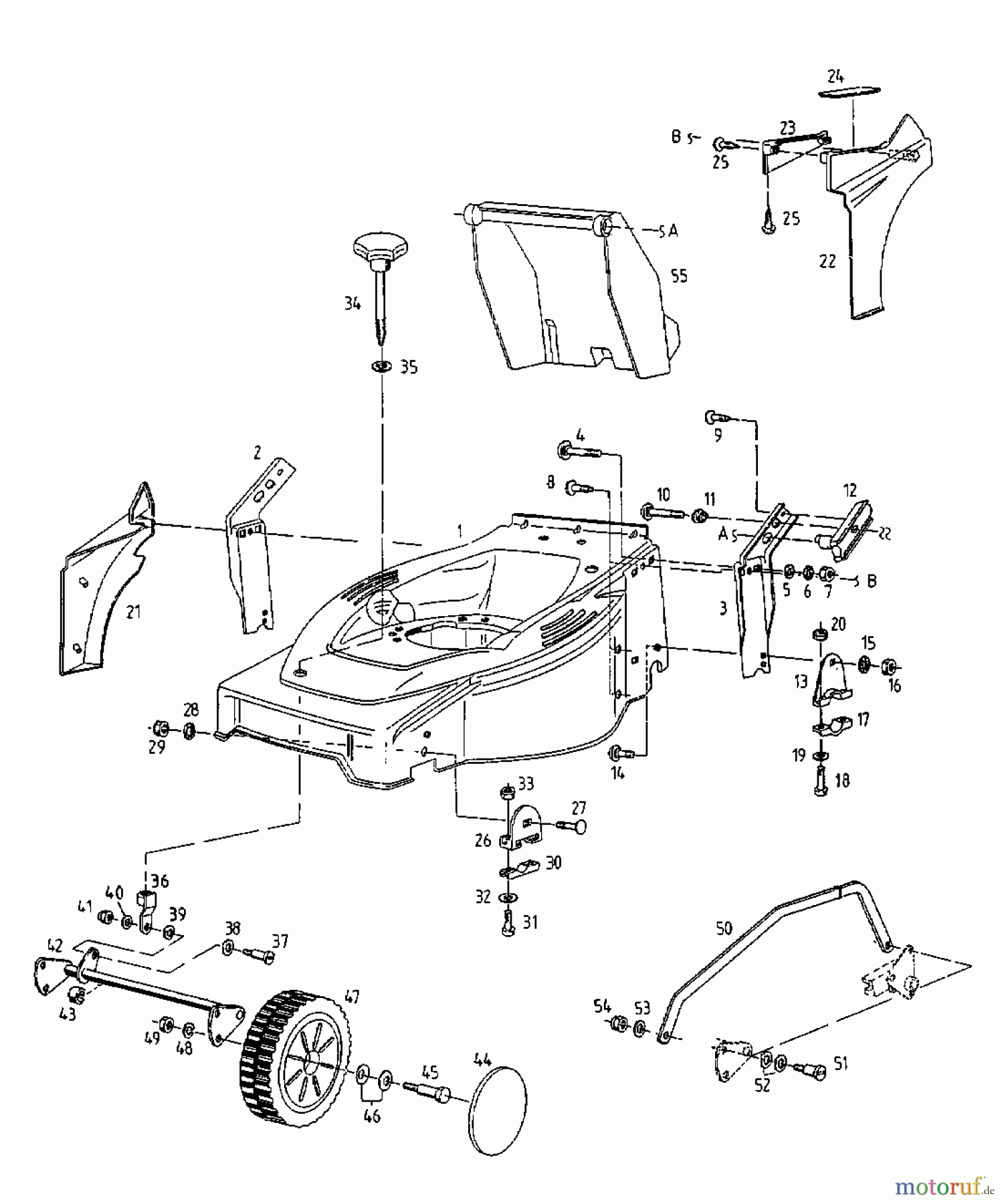  Gutbrod Motormäher mit Antrieb HB 48 REL 12AET58U604  (1998) Räder, Schnitthöhenverstellung