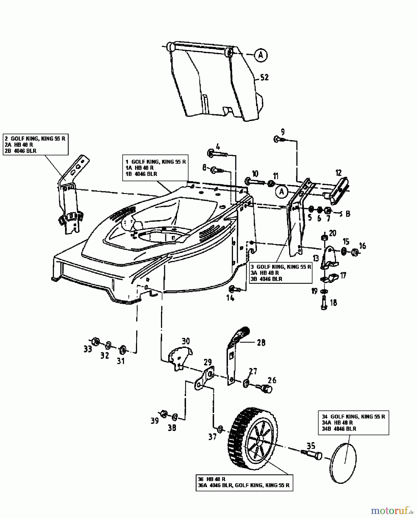 Gutbrod Motormäher mit Antrieb HB 48 R 12A-T14Z604 (1998) Räder vorne, Schnitthöhenverstellung