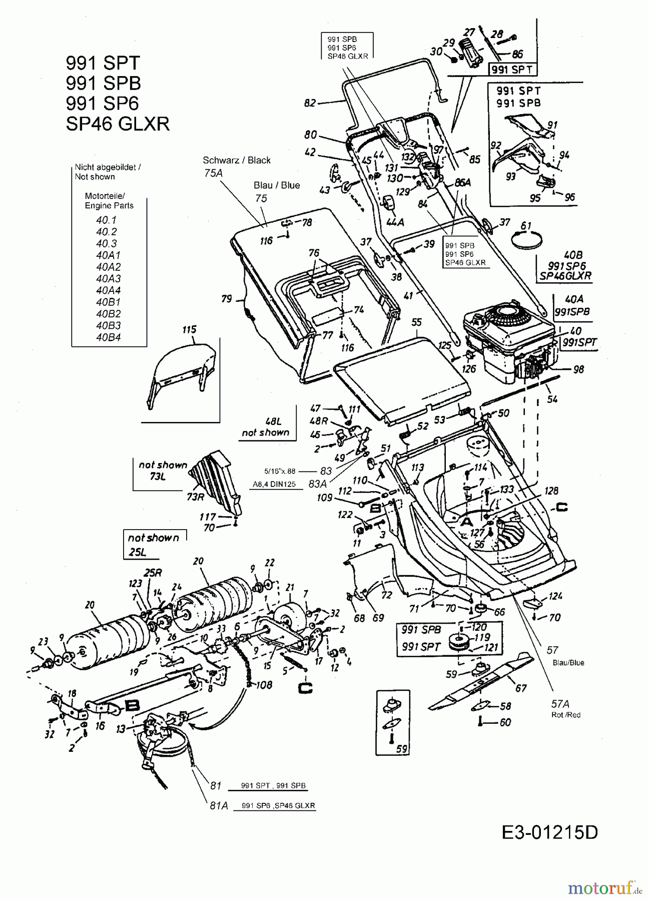 Lawnflite Motormäher mit Antrieb 991 SPB 12B-634A611 (2001) Grundgerät
