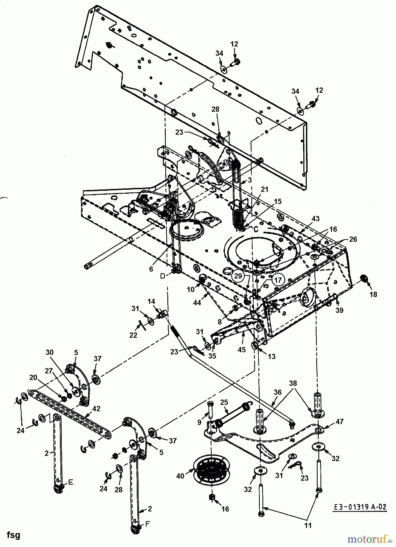 Bricolage Rasentraktoren MBT 130/102 13AA762N615 (1998) Mähwerksaushebung, Spannrolle