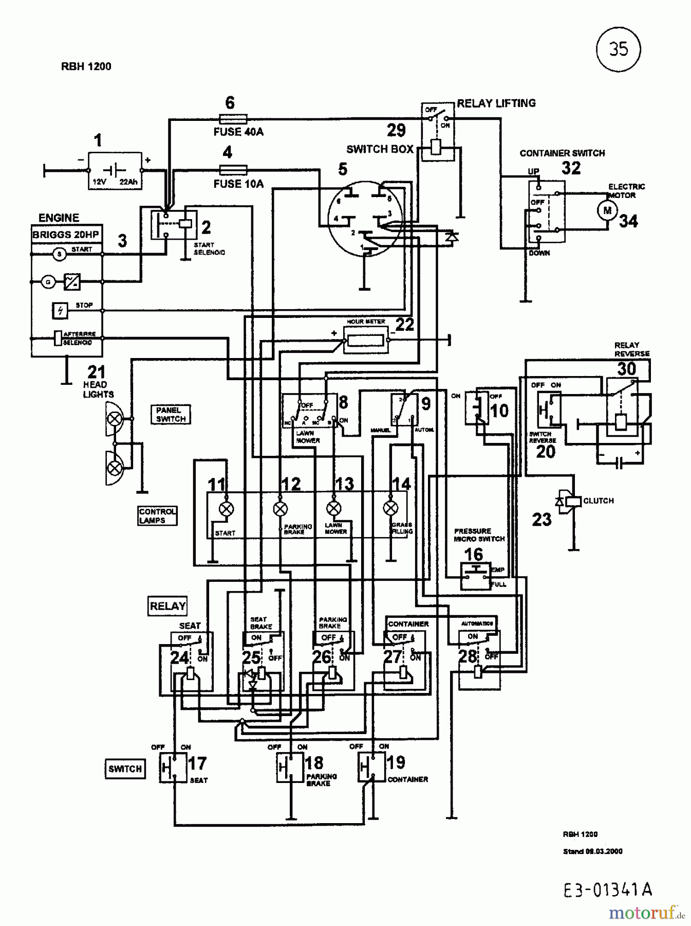 Cub Cadet Rasentraktoren RBH 1200 13A-120M603 (2000) Schaltplan