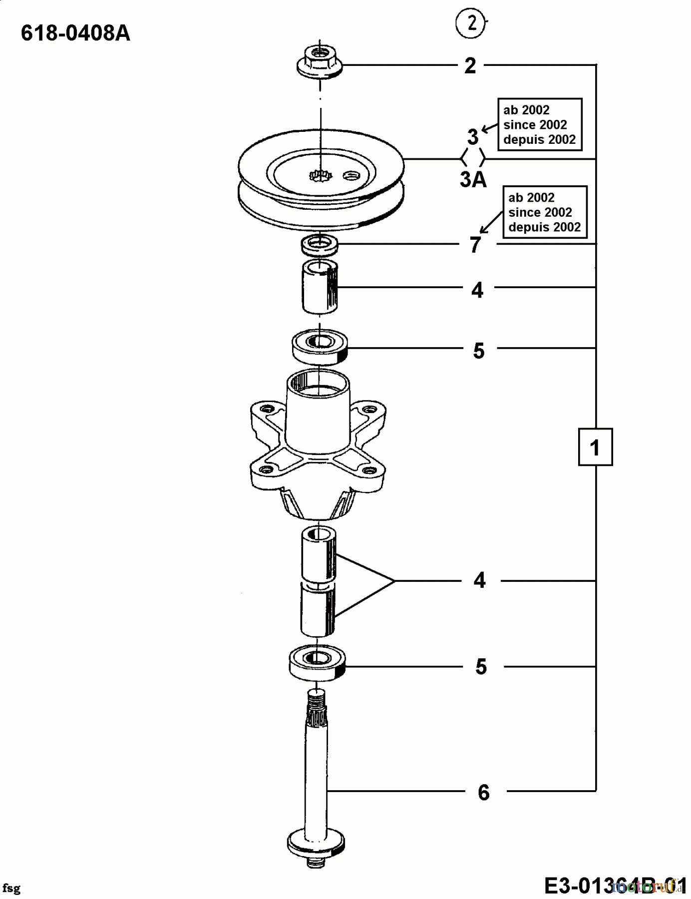 Univert Rasentraktoren 145 ENCH 13AP41UE663 (2000) Messerspindel 618-0408A