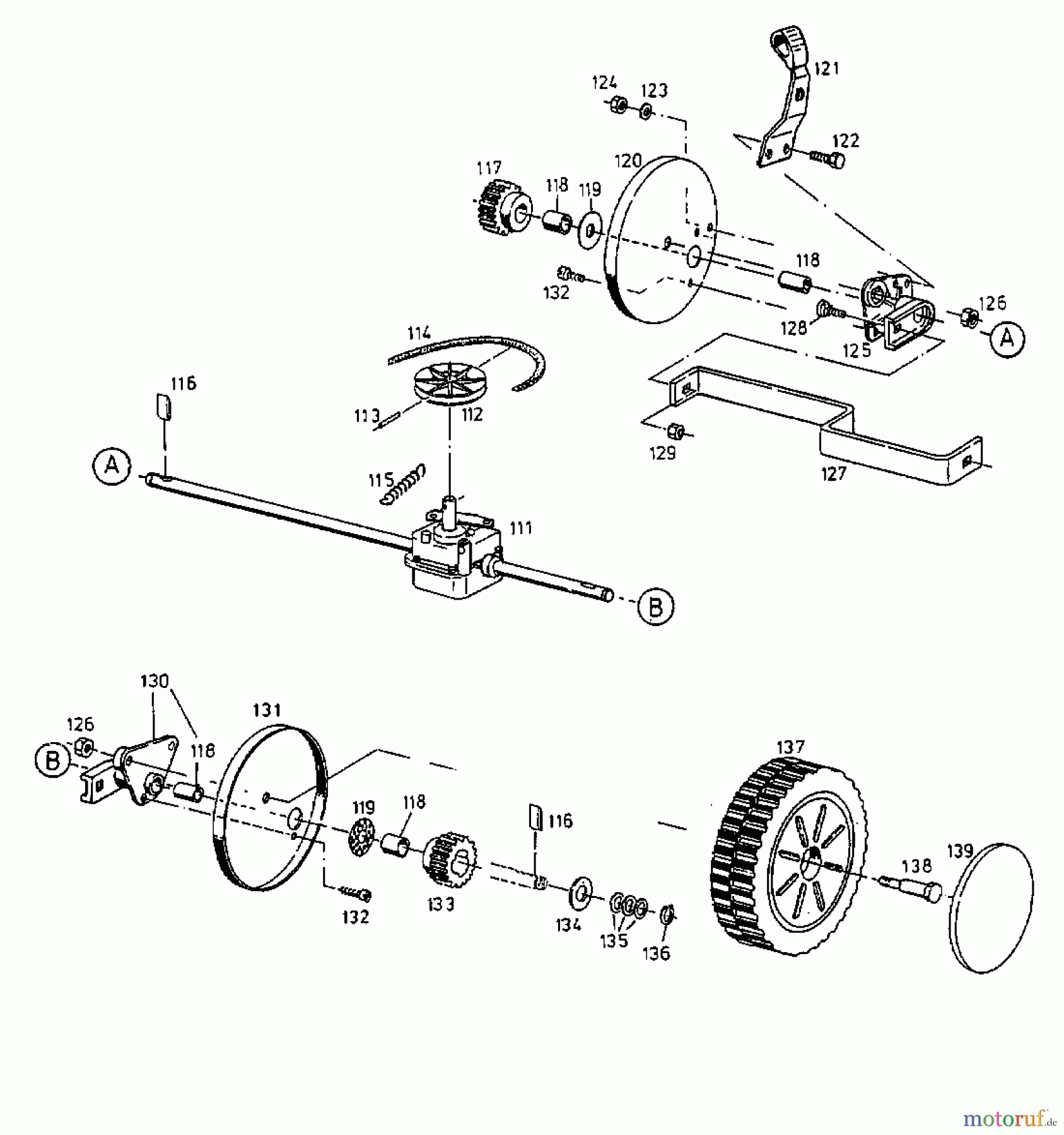 Floraself Motormäher mit Antrieb 4046 BLRE 12BET12Y668 (1999) Getriebe, Räder