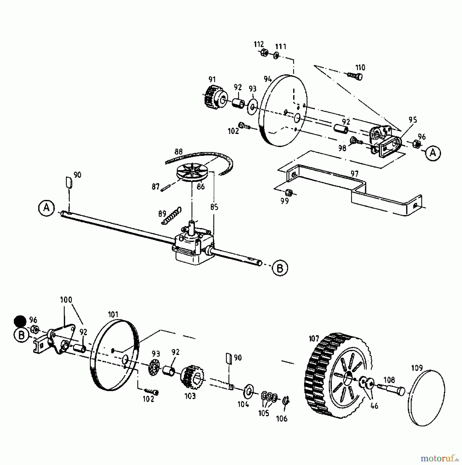 Gutbrod Motormäher mit Antrieb HB 48 REL 12AET58W604 (2000) Getriebe, Räder