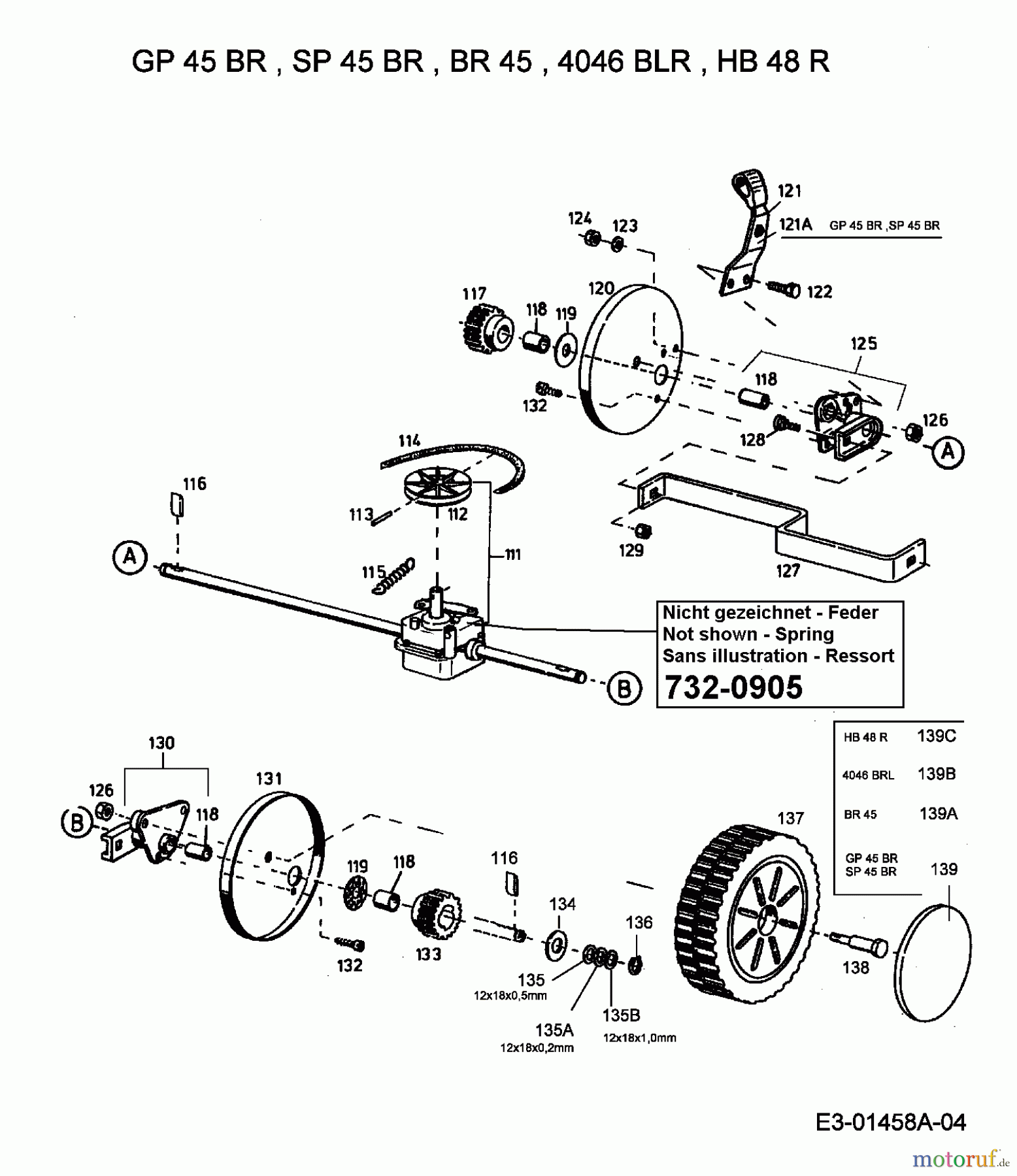  Stinnes Pro Motormäher mit Antrieb SP 45 BR 12A-T14Z667  (1999) Getriebe, Räder, Schnitthöhenverstellung