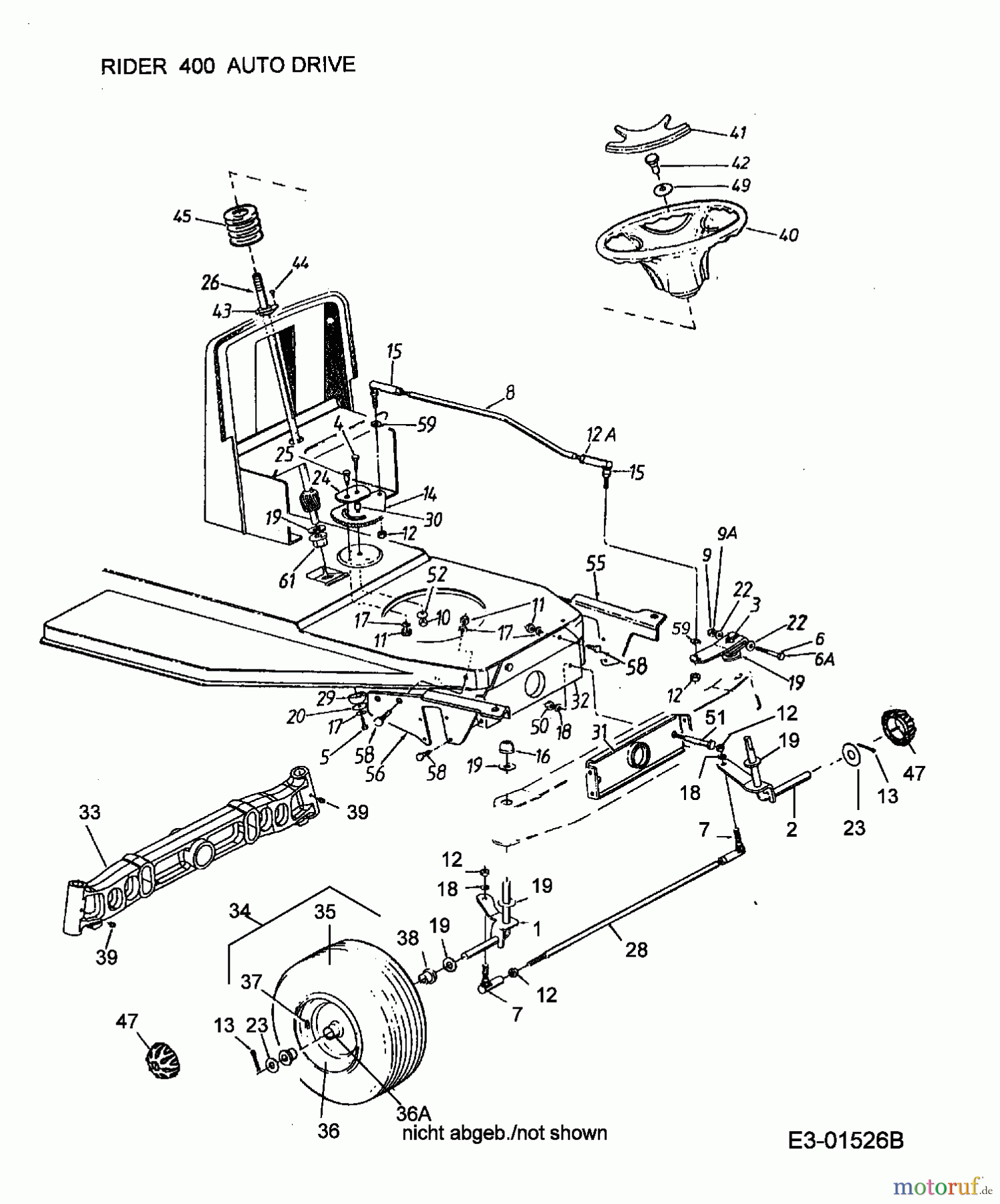 Raiffeisen Rasentraktoren RMH 14.5/92 A 13AP403E628 (2002) Lenkung, Räder vorne, Vorderachse