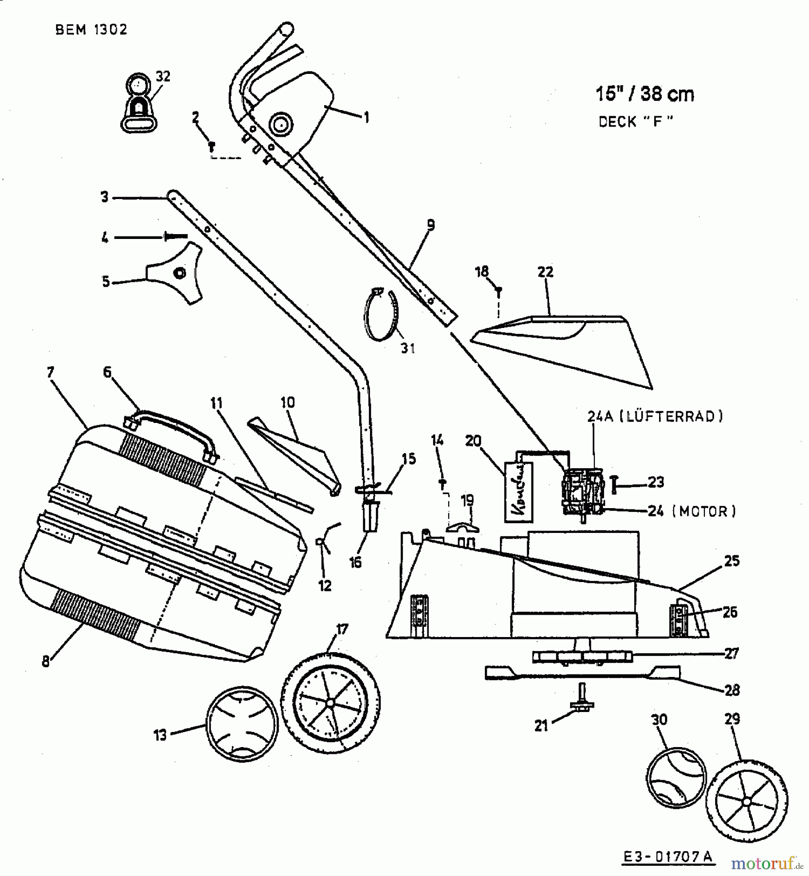 Budget Elektromäher BEM 1302 18A-F0F-619 (2003) Grundgerät