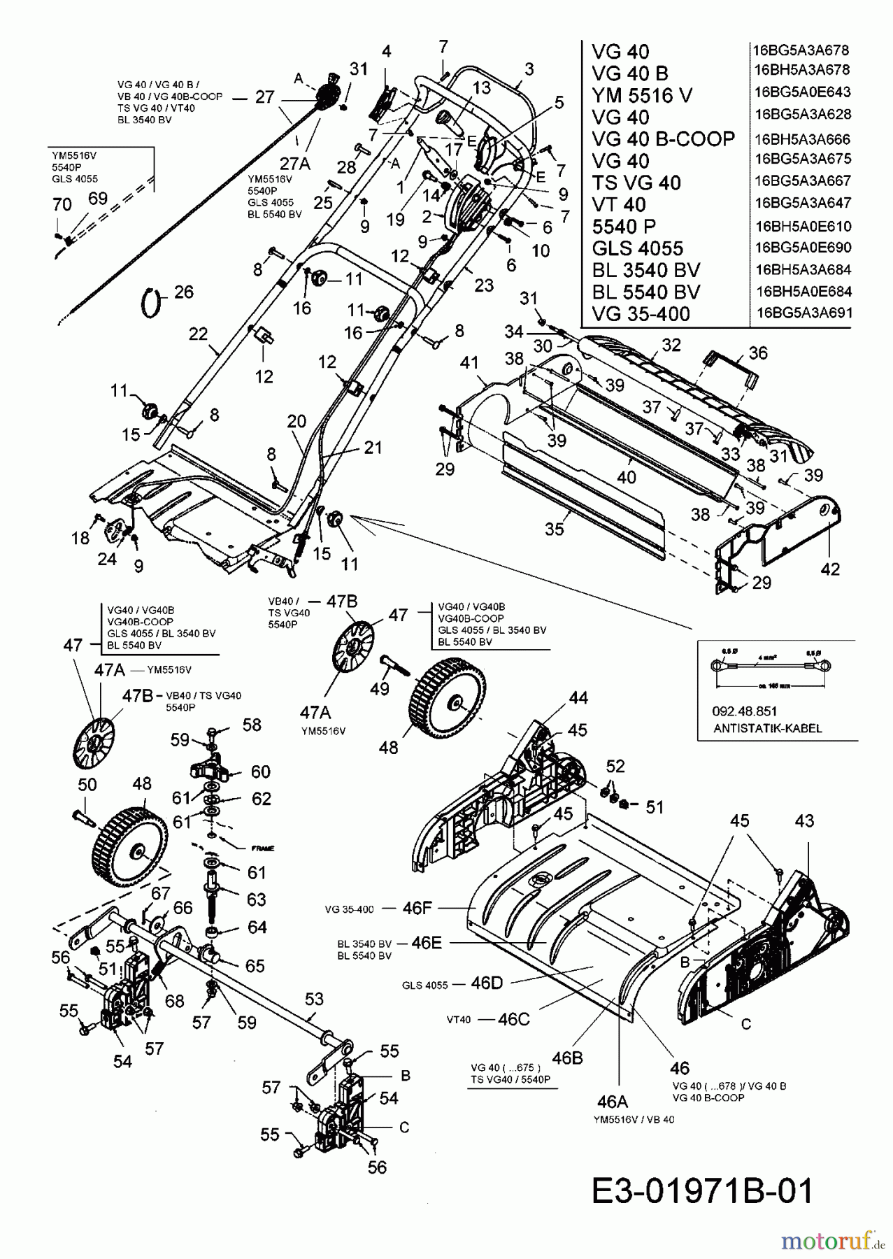 Raiffeisen-Markt Motorvertikutierer VG 35-400 16BG5A3A691 (2006) Holm, Höhenverstellung, Räder
