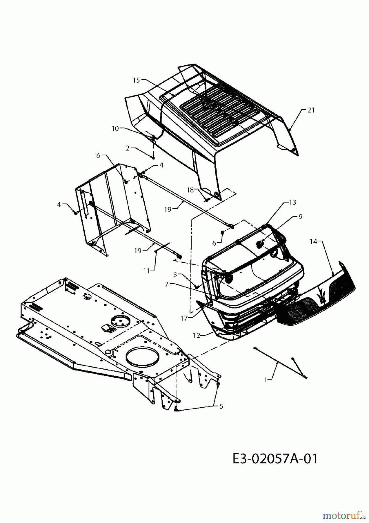 MTD Rasentraktoren Junior 115 13DC450C600 (2004) Motorhaube 0-Style
