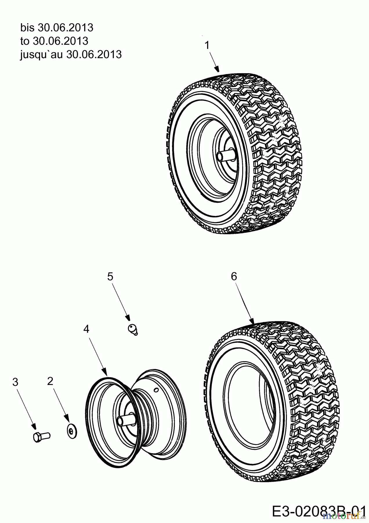 Gardens Best Rasentraktoren RH 115/76 13DH452C610 (2005) Räder hinten 18x6.5 bis 30.06.2013