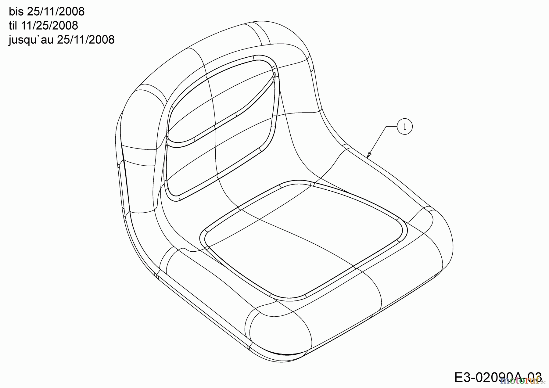 Yard-Man Rasentraktoren TF 7135 13AH77YF643 (2009) Sitz bis 25.11.2008