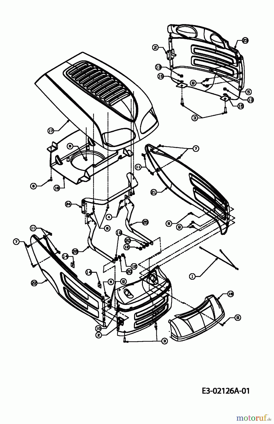 Motec Rasentraktoren MTR 300 13D1457E640 (2004) Motorhaube 7-Style