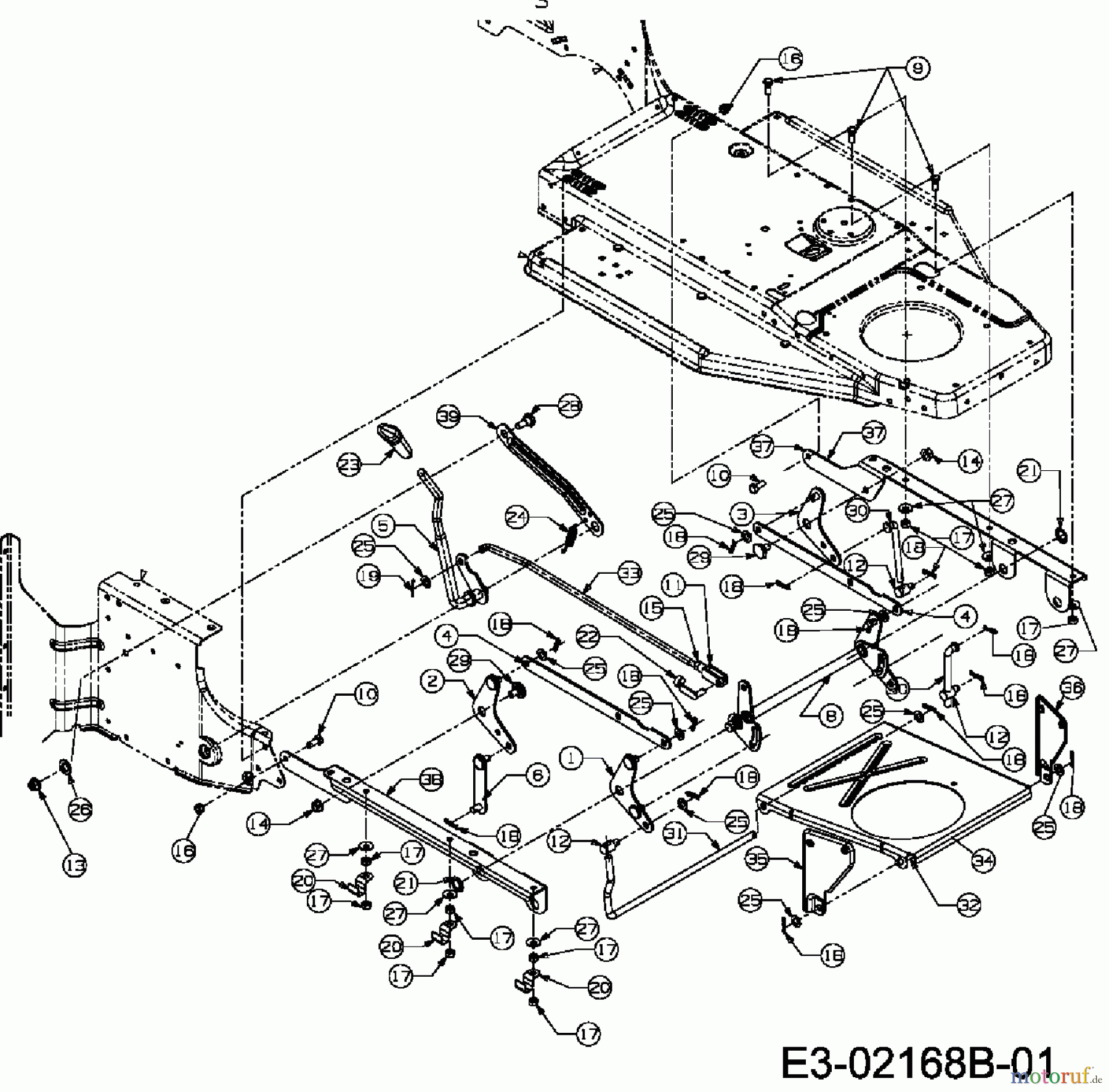 Best Garden Rasentraktoren BG 130/92 T 13D1452E625 (2007) Mähwerksaushebung