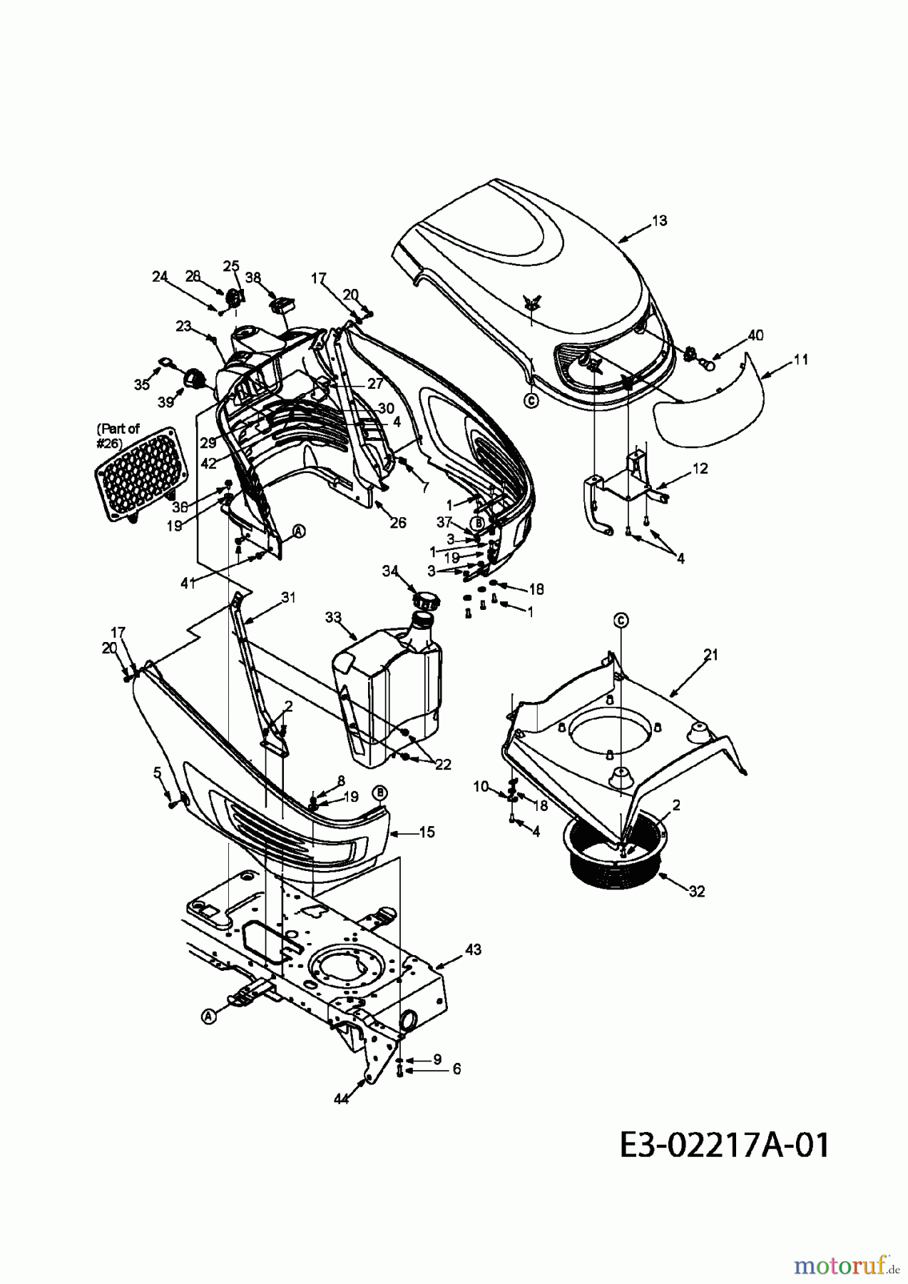 Gutbrod Rasentraktoren DLX 96 SA 13AA606F690 (2004) Motorhaube 6-Style