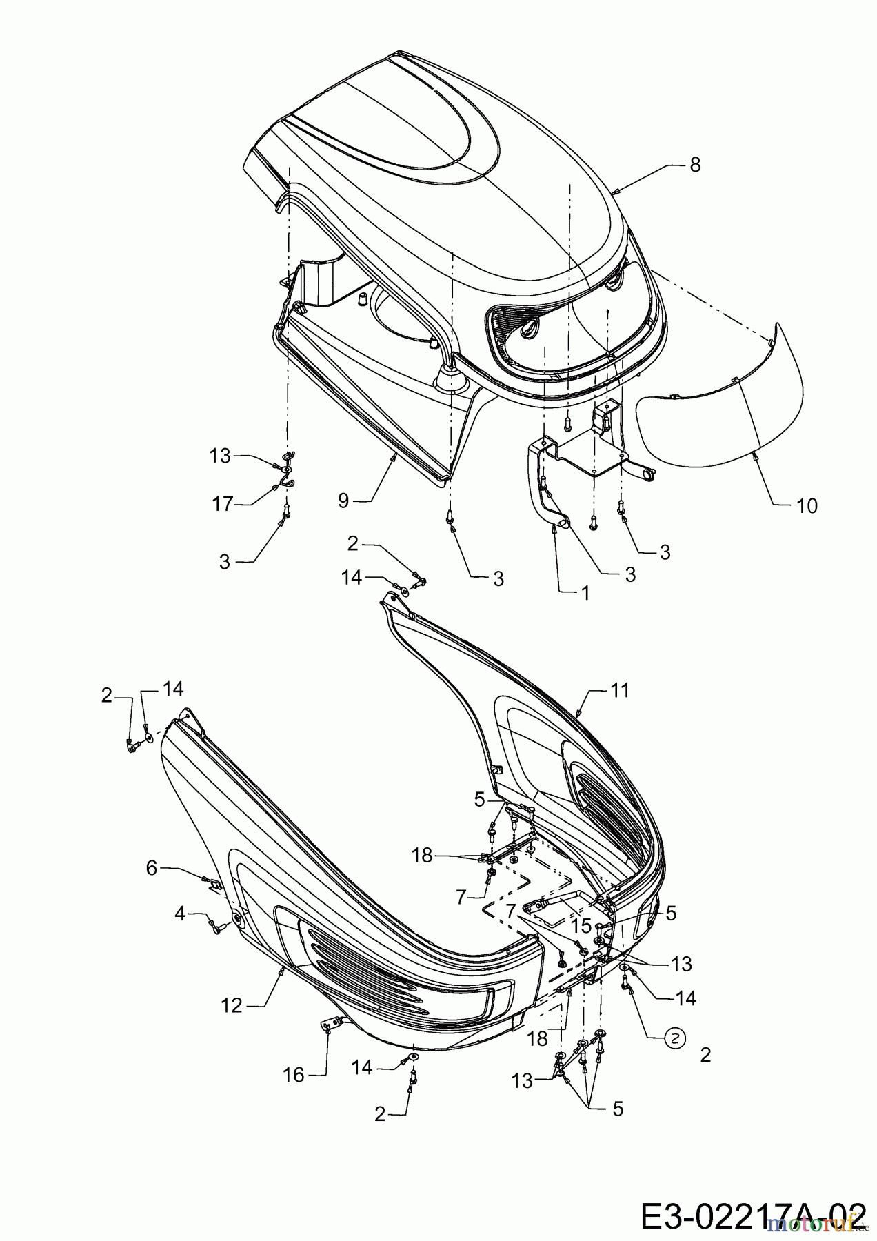 Gutbrod Rasentraktoren Sprint SLX 107 S 13AP606G690 (2000) Motorhaube 6-Style
