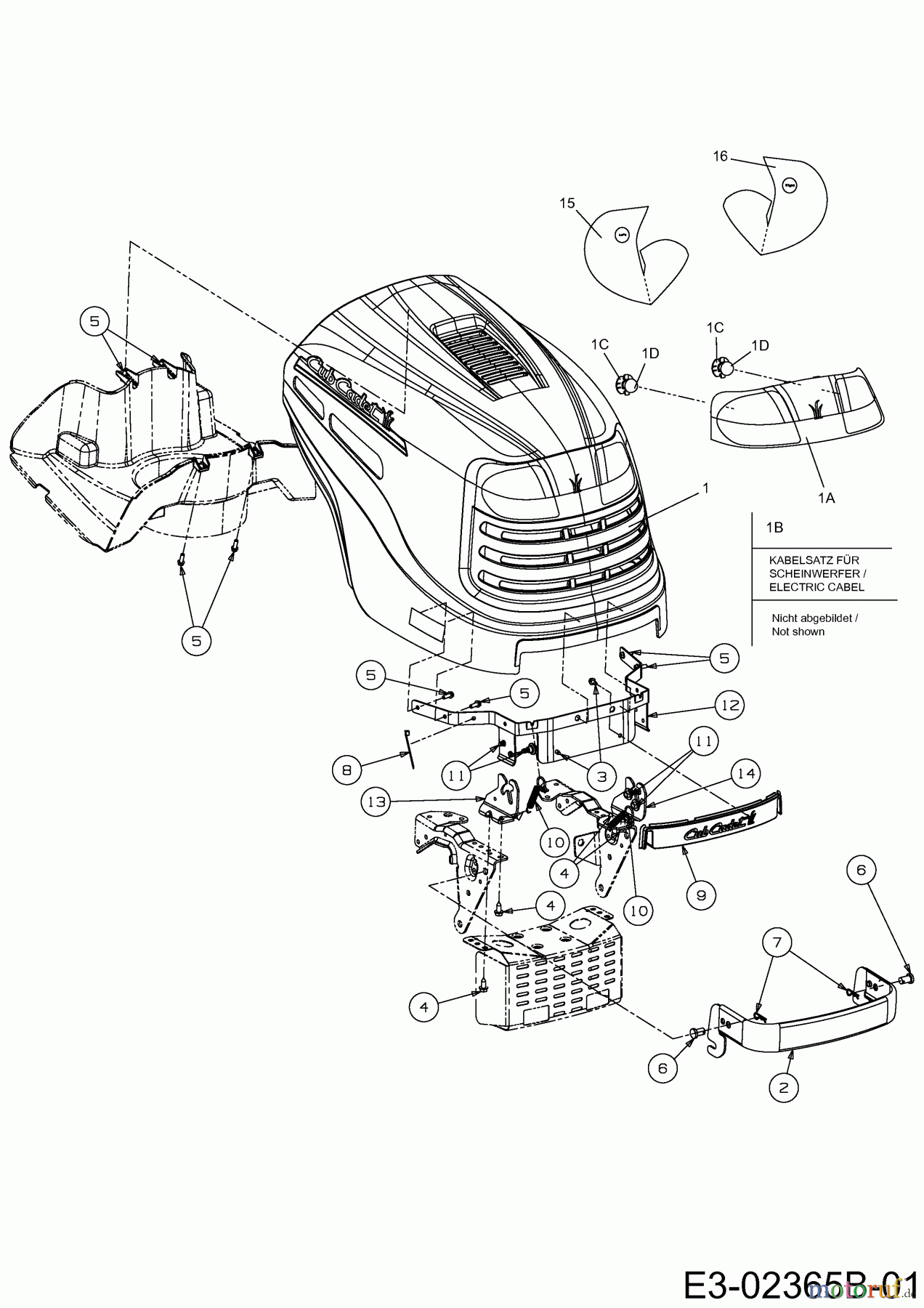 Cub Cadet Rasentraktoren CC 1018 RD 13AE51CE403 (2007) Motorhaube C-Style