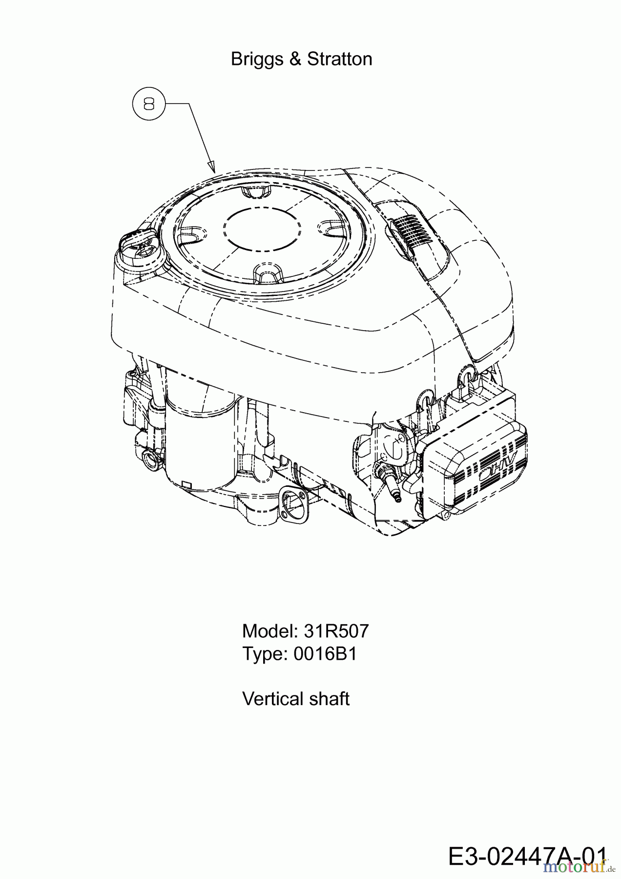Wolf-Garten Rasentraktoren Select 105.155 T 13RM77RN650 (2014) Motor Briggs & Stratton
