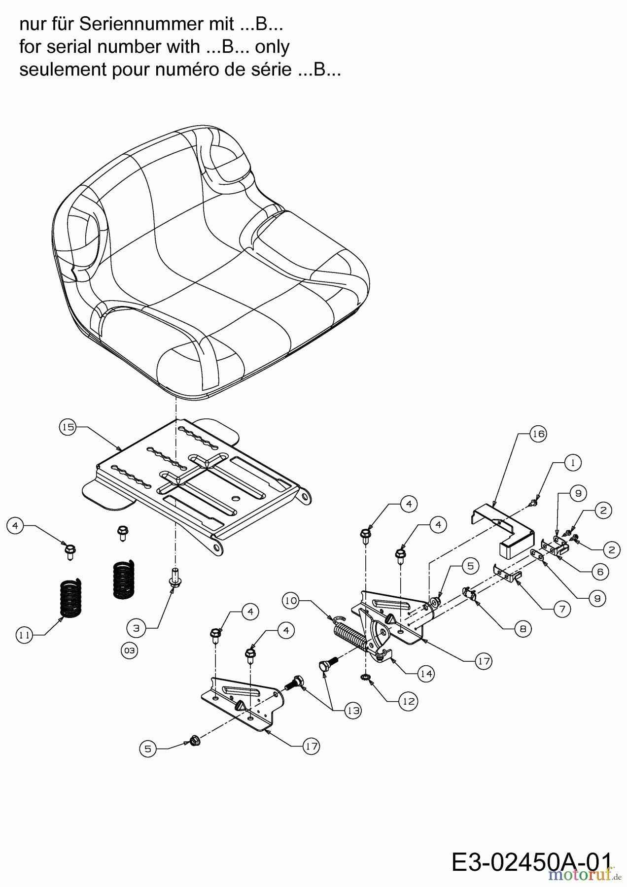 Fair Way Rasentraktoren FW 96 13CH761F617 (2014) Sitz (Seriennummer ...B...)