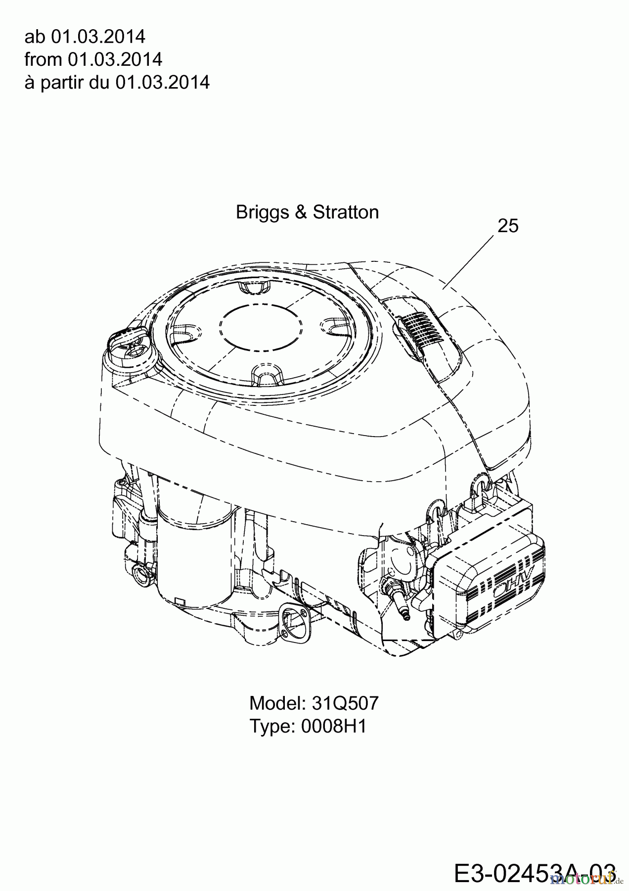 Colombia Rasentraktoren PX 150 B 92 H 13HM71GE646 (2014) Motor Briggs & Stratton ab 01.03.2014