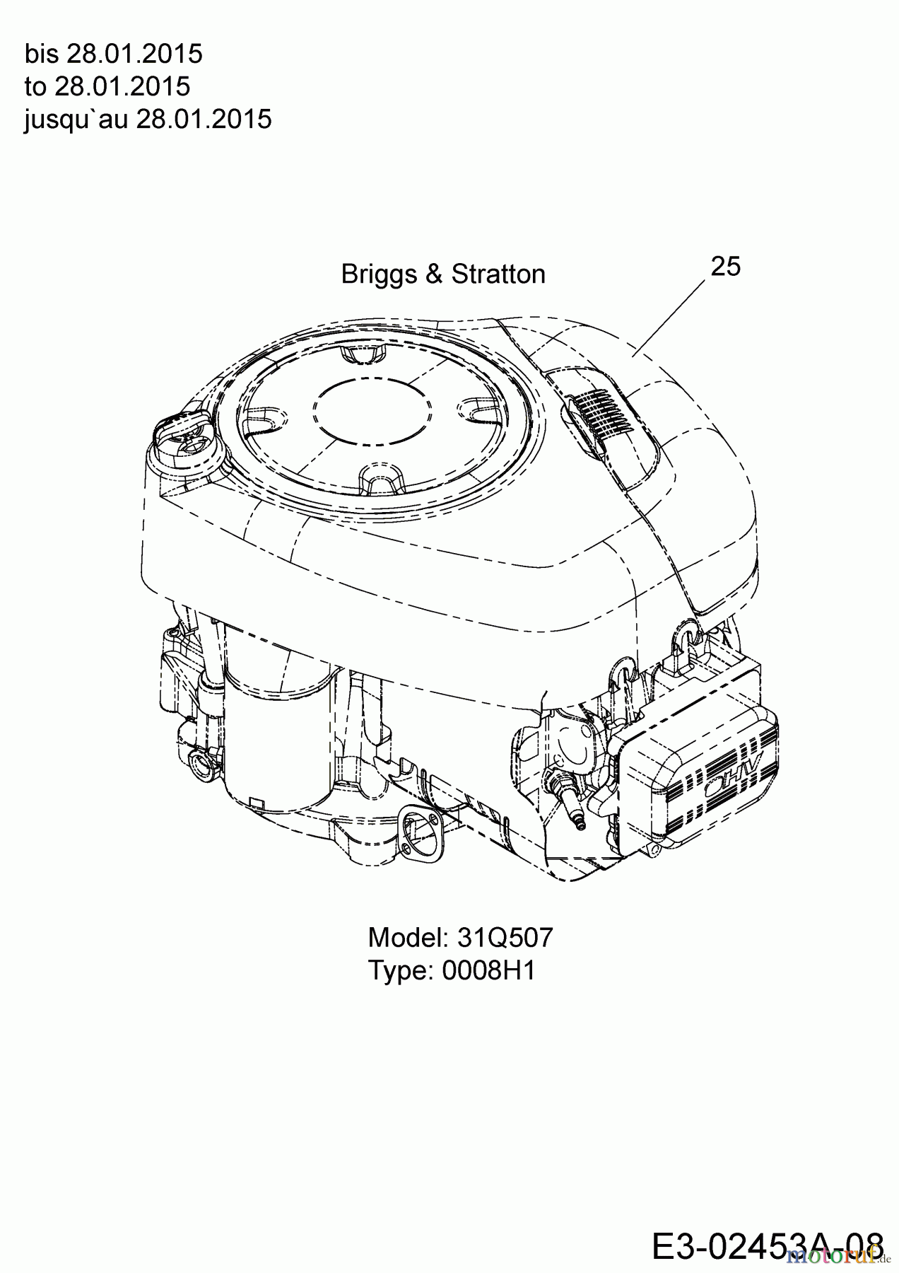 MTD Rasentraktoren Smart RN 145 13HM76KN600 (2016) Motor Briggs & Stratton bis 28.01.2015