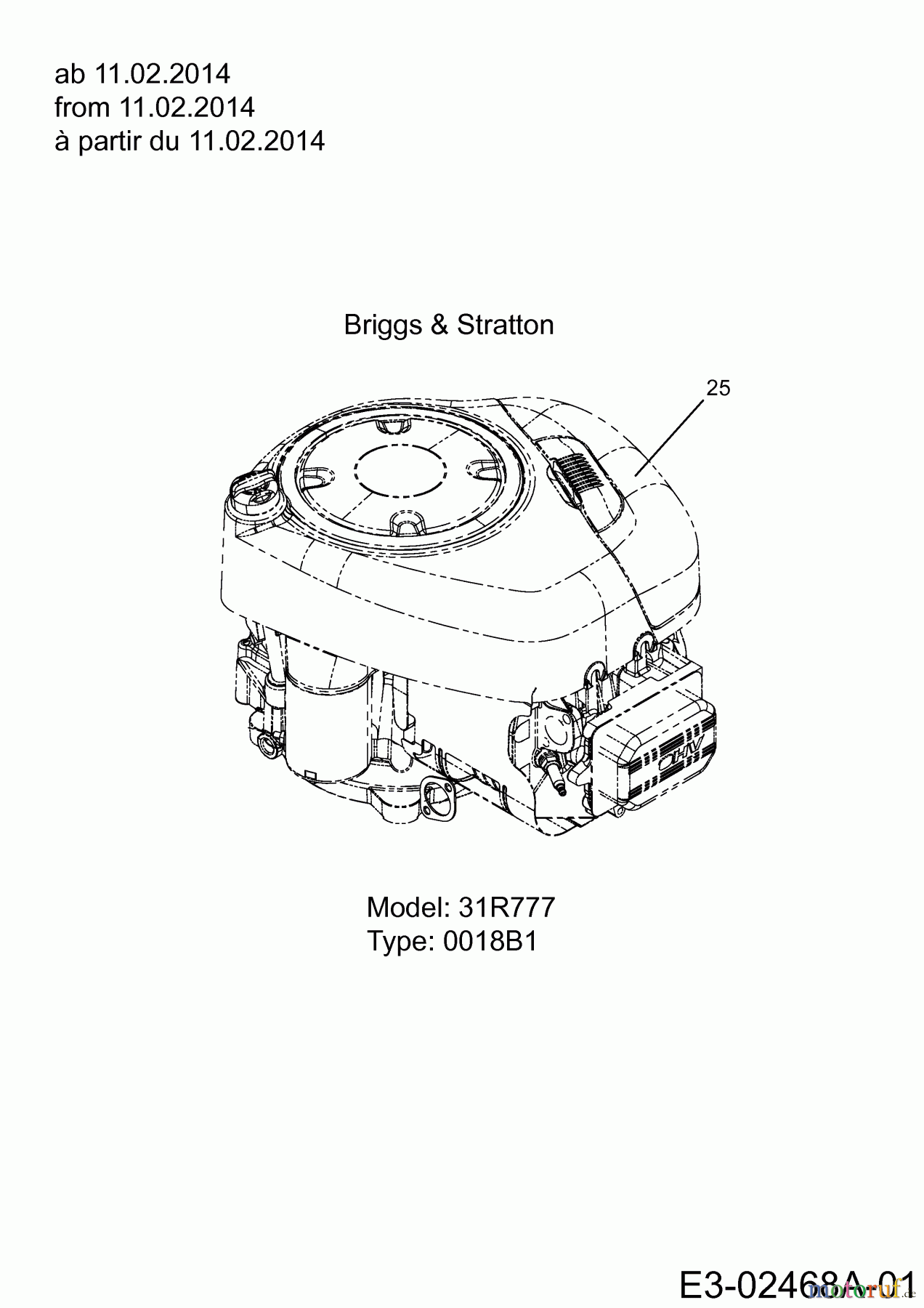 Cub Cadet Rasentraktoren CC 717 HG 13HD79DG603  (2014) Motor Briggs&Stratton ab 11.02.2014